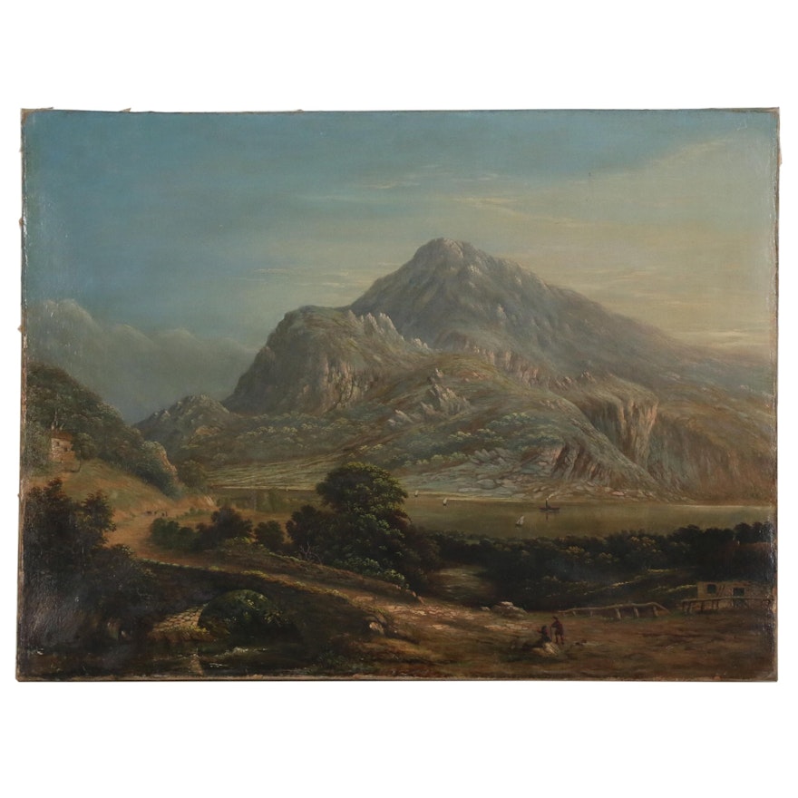 Romantic School Landscape Oil Painting Attributed to T. Lawley