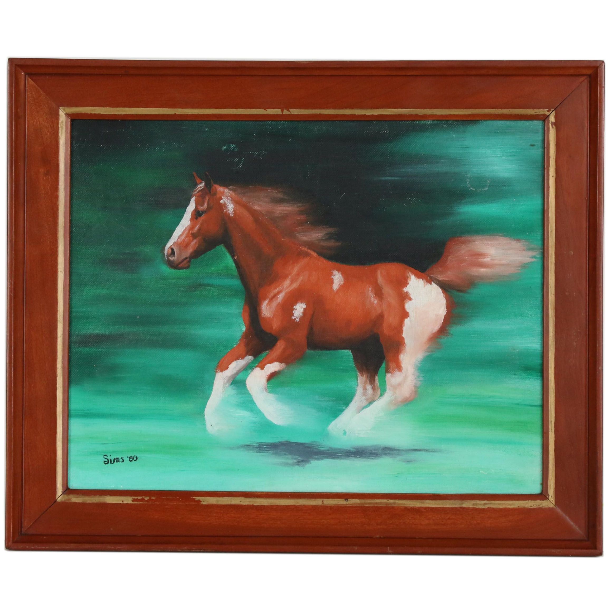 Oil Painting of Galloping Horse
