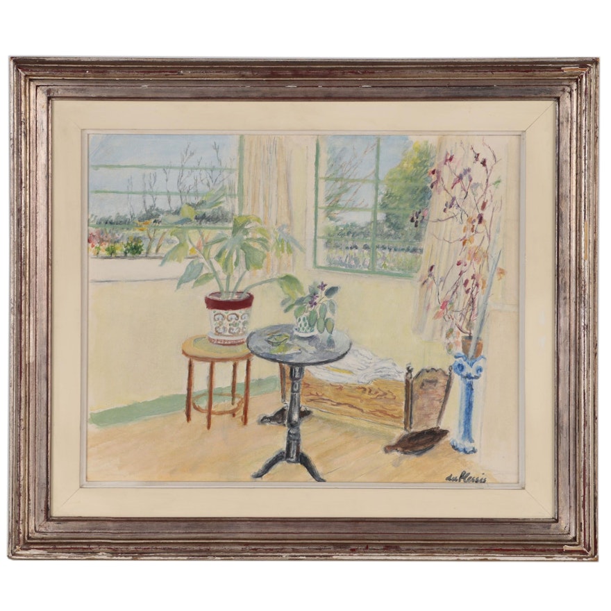 Enslin du Plessis Oil Painting "Sunporch", Mid to Late 20th Century