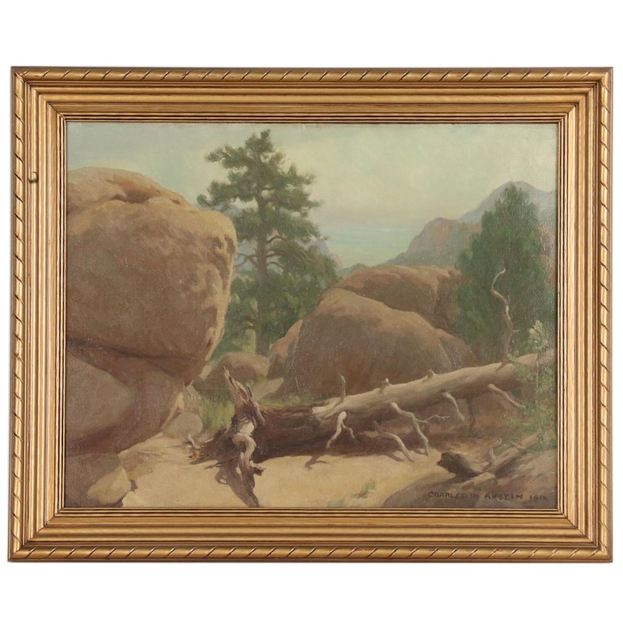 Charles Percy Austin Oil Painting of Western Mountain Landscape, 1912