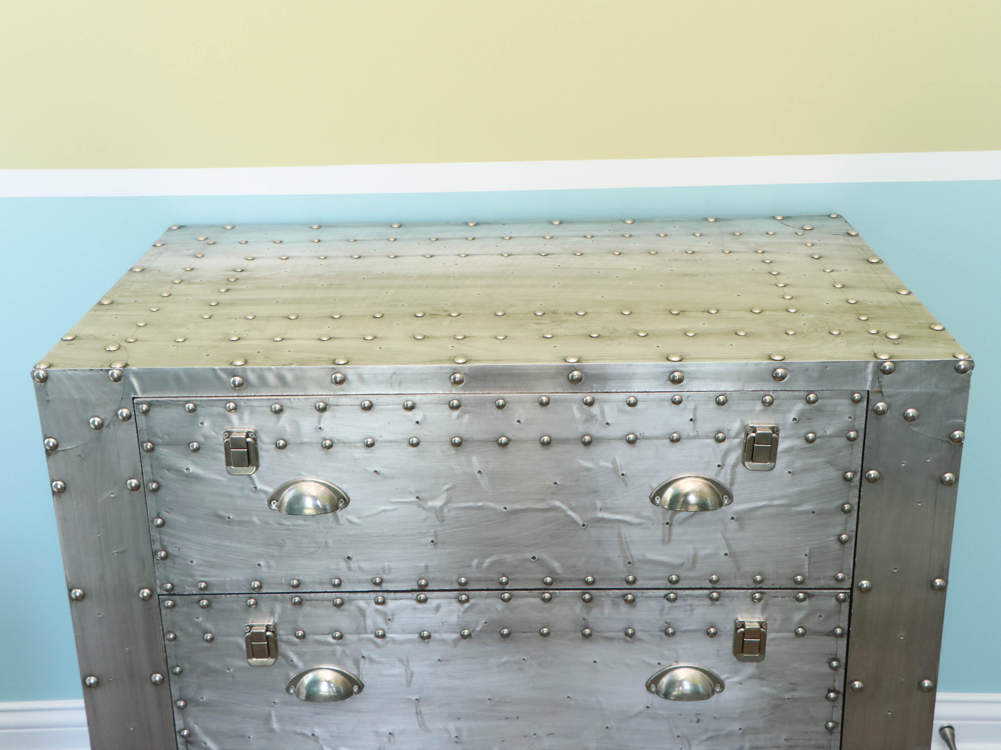 Industrial Style Three-Drawer Chest with Metal Rivets