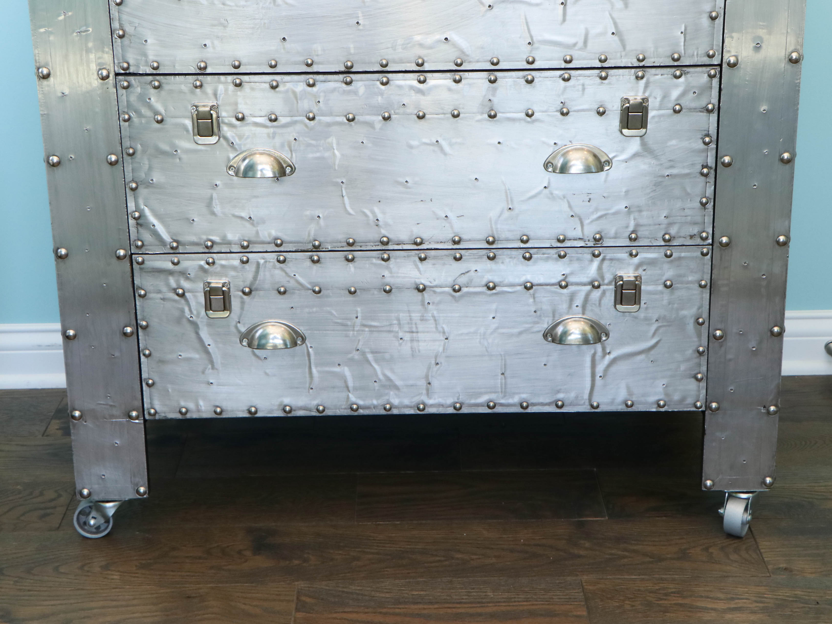Industrial Style Three-Drawer Chest with Metal Rivets
