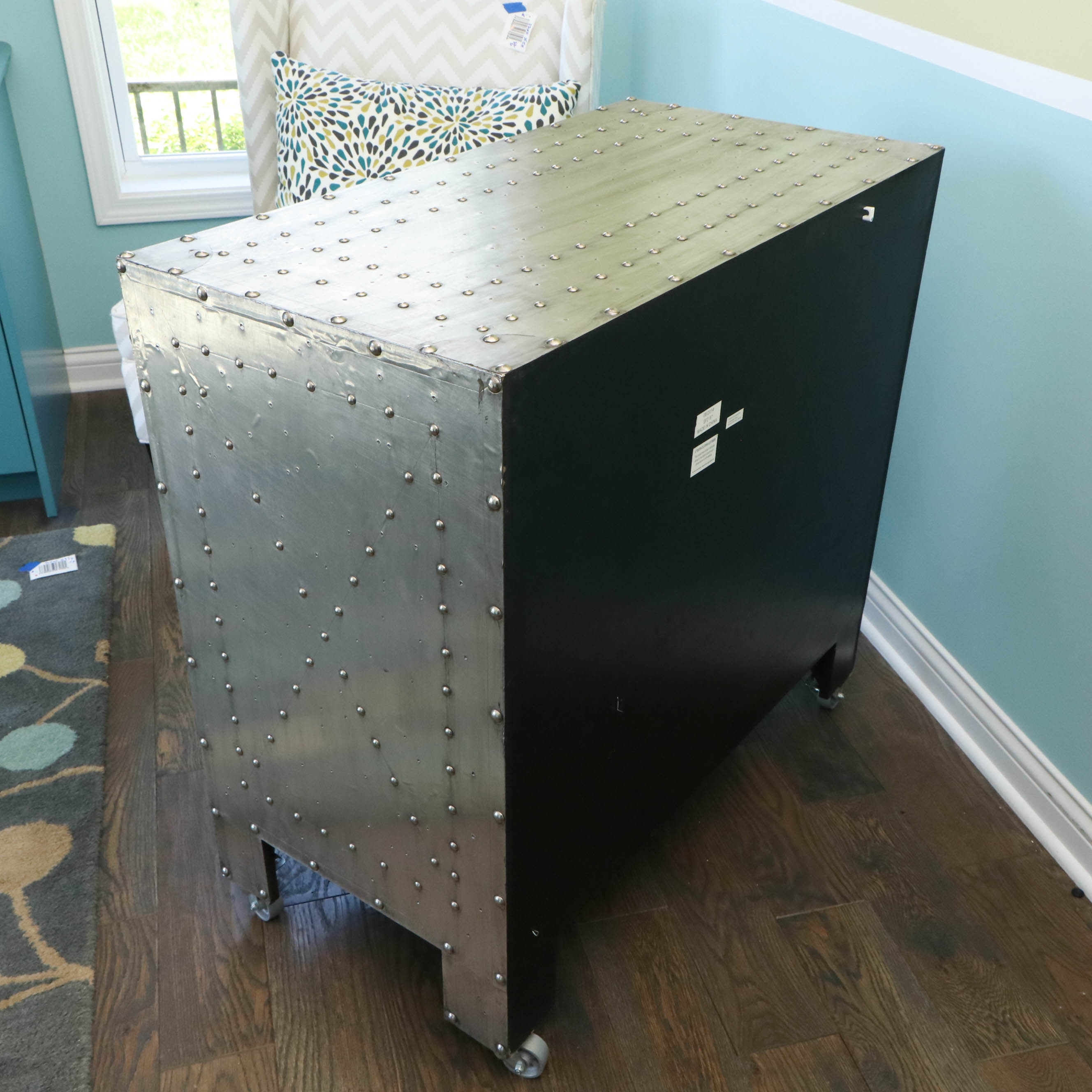 Industrial Style Three-Drawer Chest with Metal Rivets