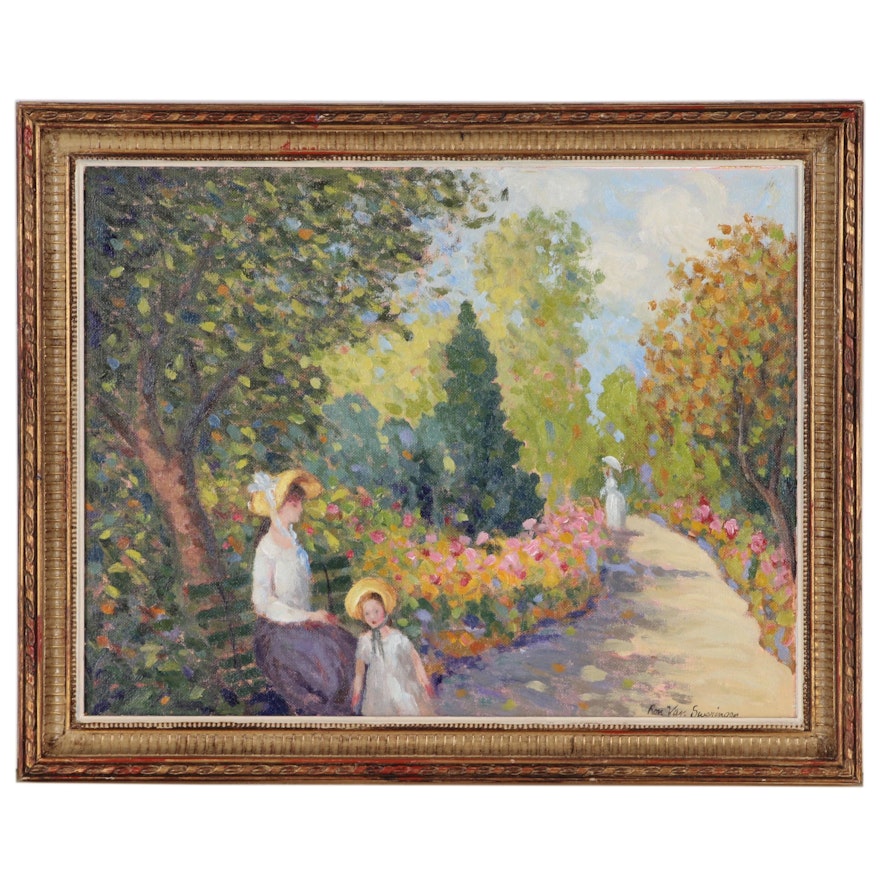 Ron Lee Van Sweringen Impressionist Style Oil Painting, Late 20th Century