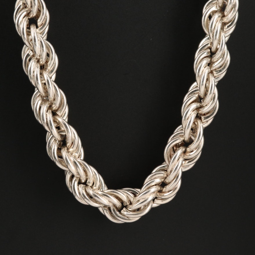 Sterling Silver Rope Chain Necklace