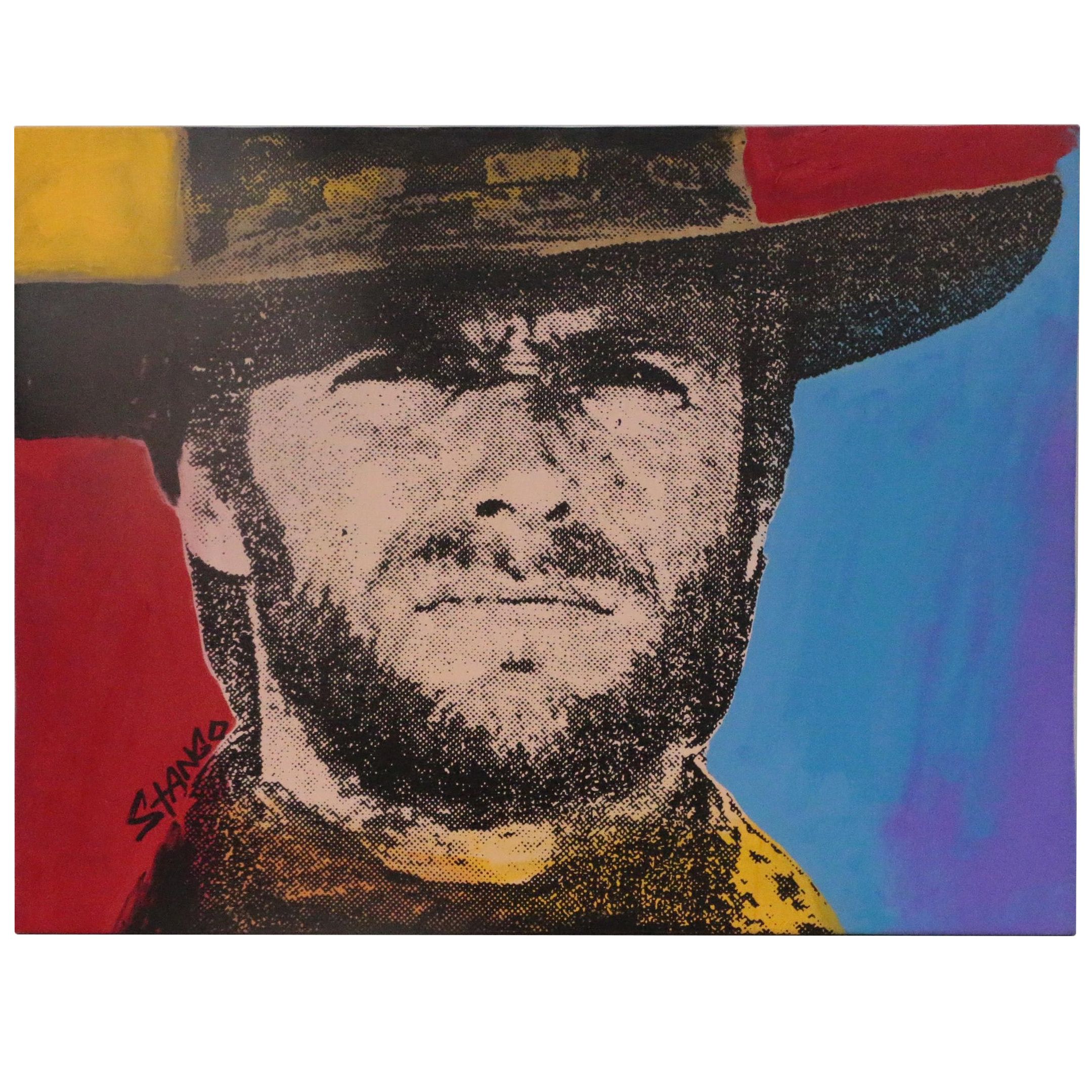 John Stango Pop Art Mixed Media Painting of Clint Eastwood