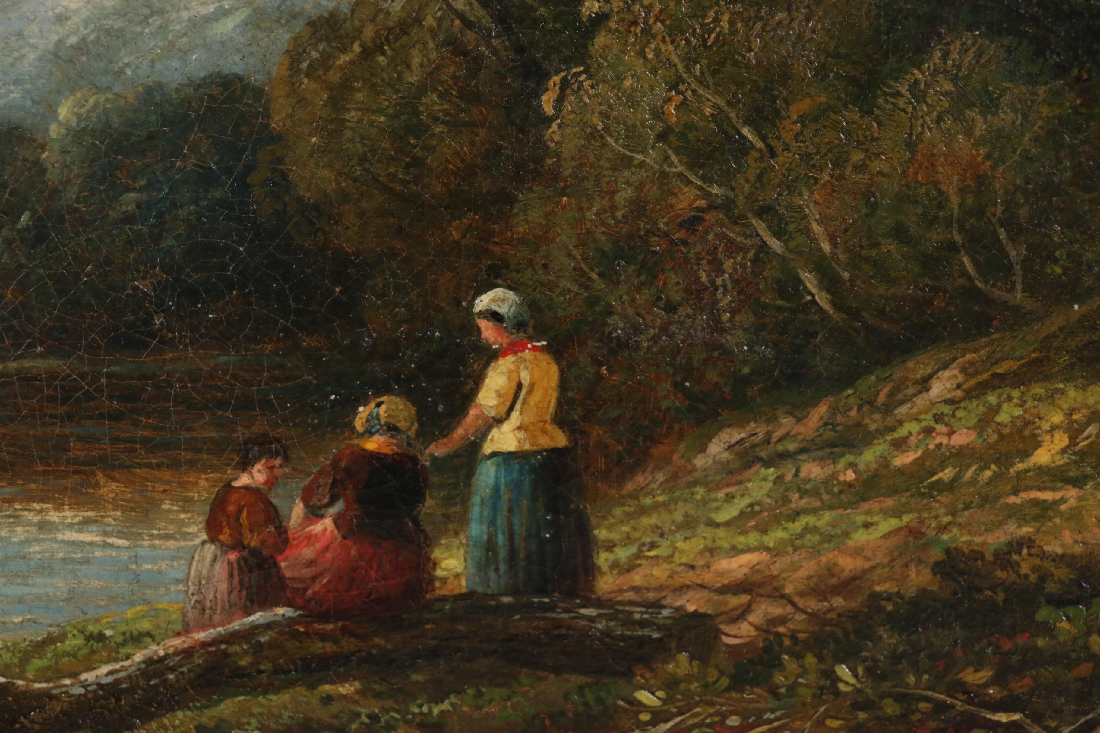 Robert Bridgehouse Bucolic Landscape Oil Painting, 1868