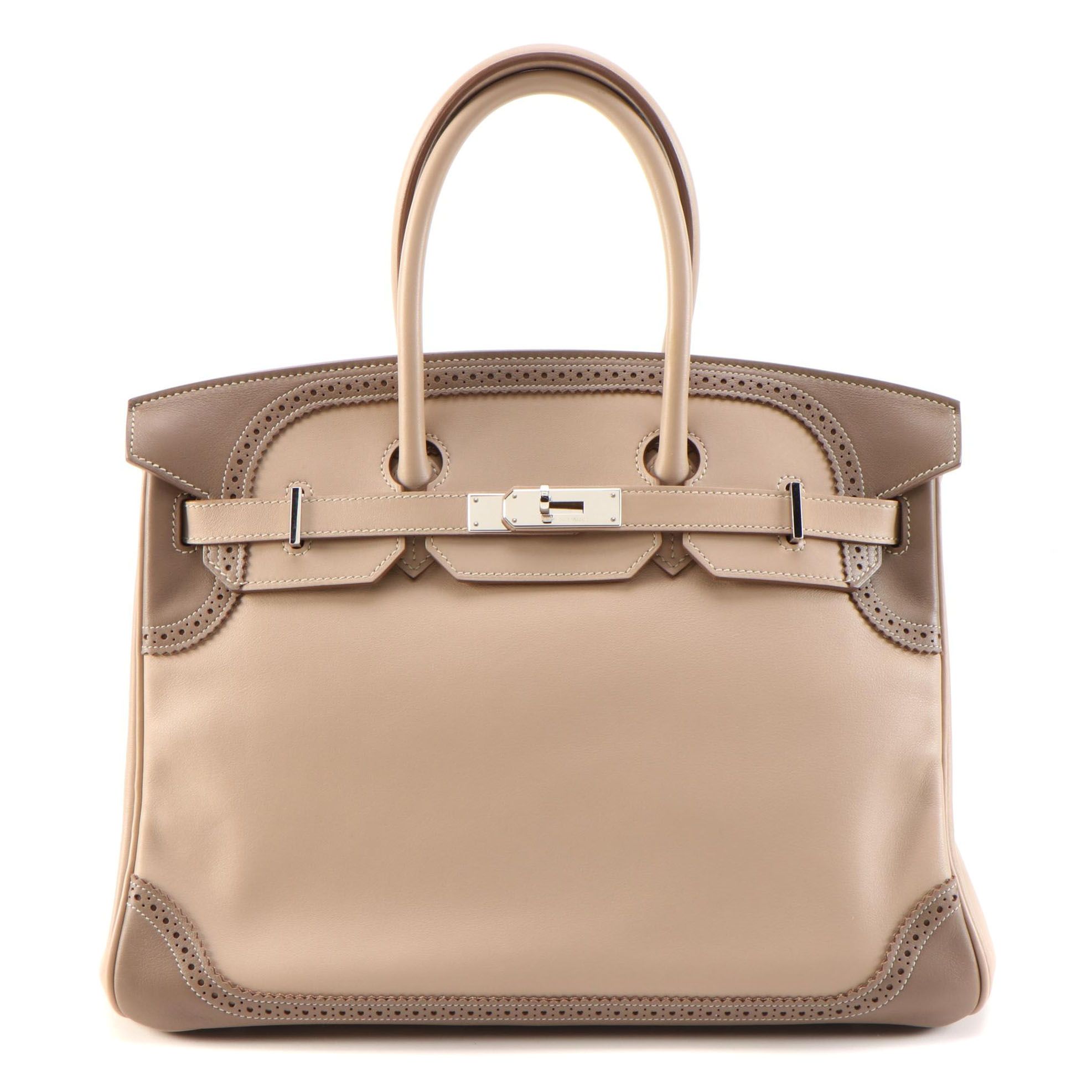 Hermès Ghillies Birkin 35 in Argile Etoupe Swift Leather with Palladium Hardware