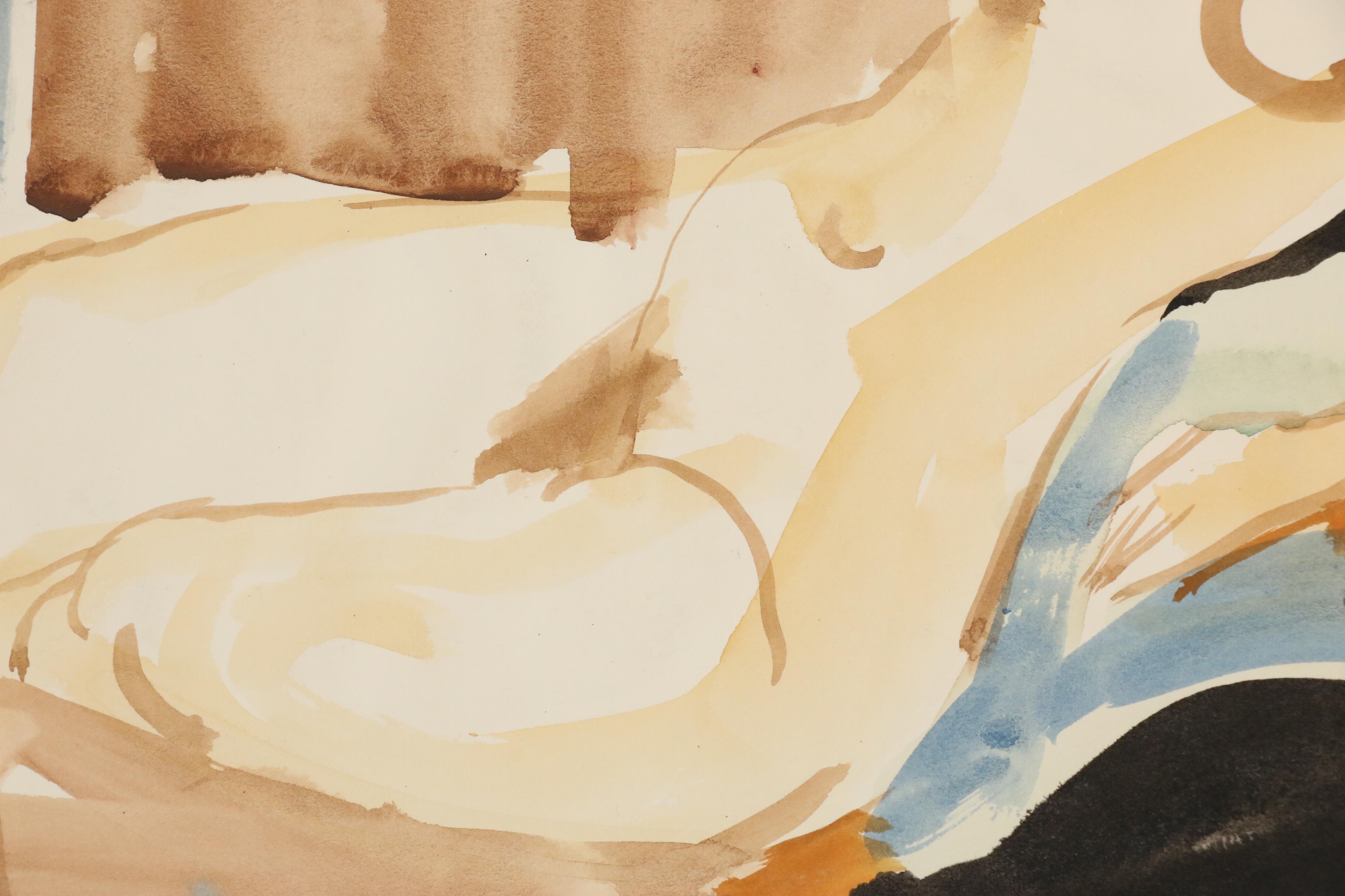 Yolanda Fusco Abstract Watercolor Paintings and India Ink Drawing, 20th Century