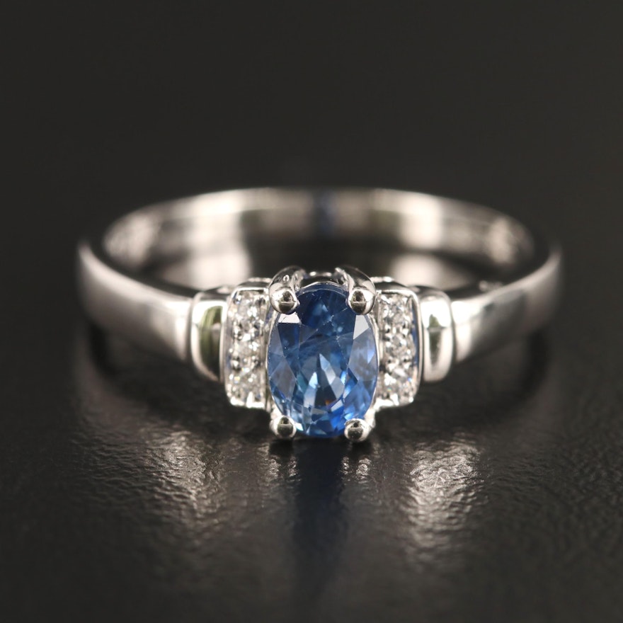 18K Sapphire and Cubic Zirconia Ring