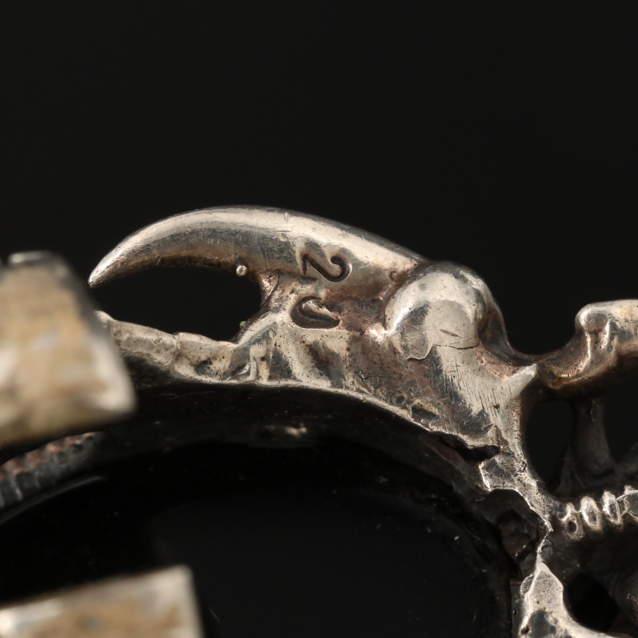 Sterling Silver Black Onyx Articulated Finger Armor Ring