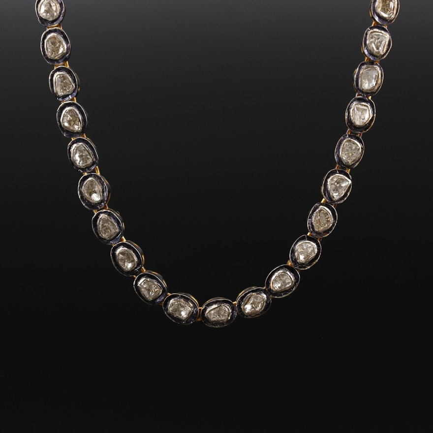 Sterling Silver Diamond Link Necklace