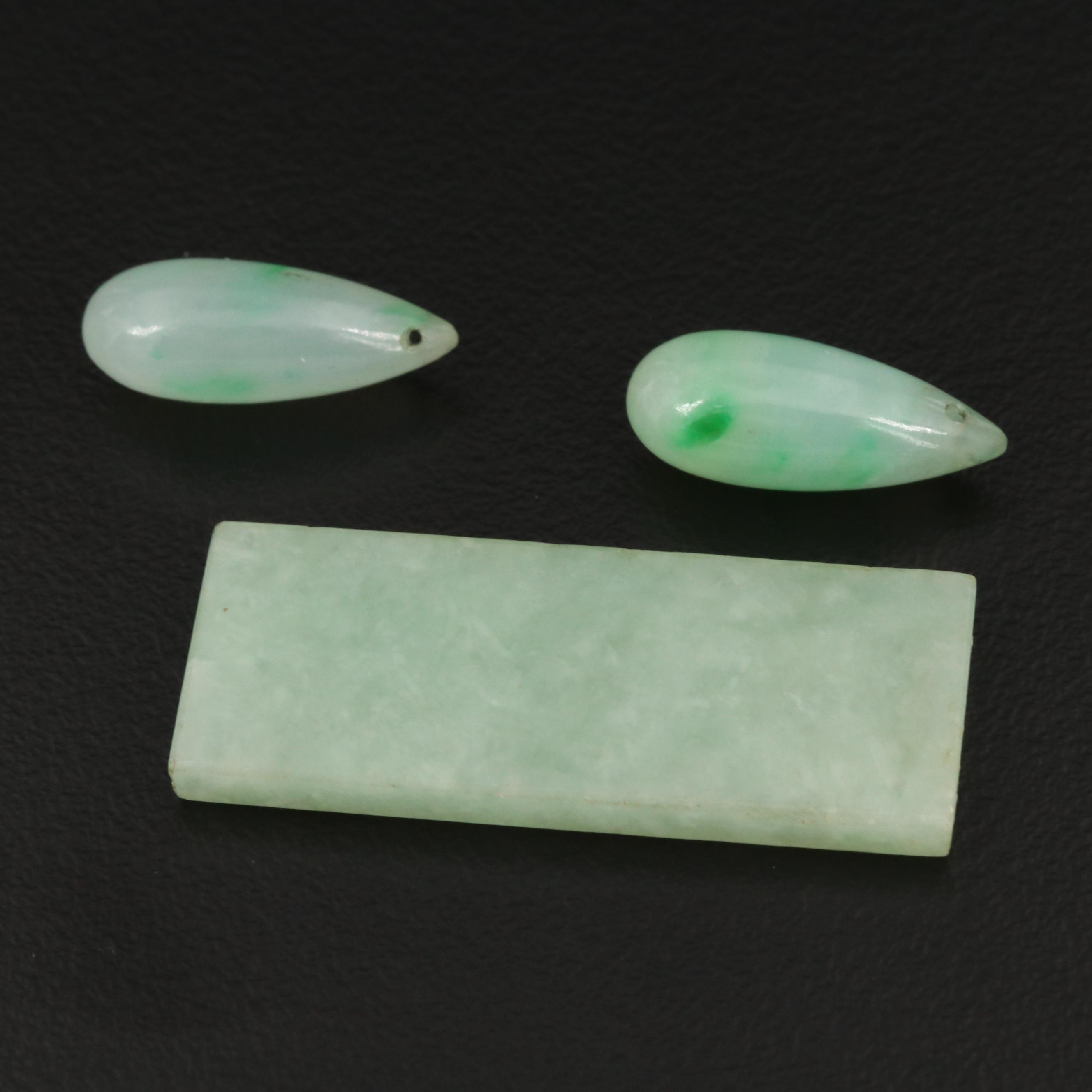 Loose Pear Drop and Rectangle Tablet Jadeiete