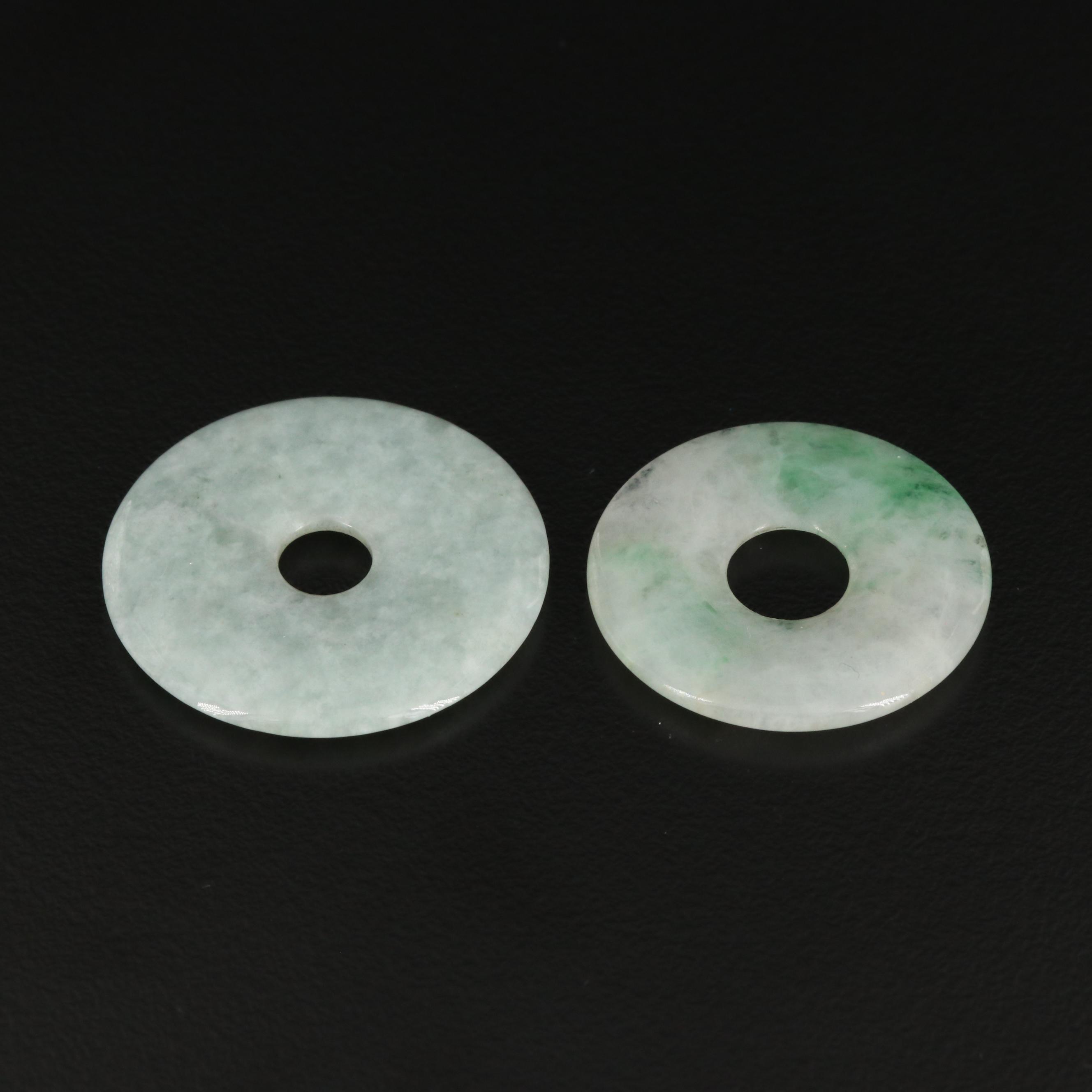 Carved Jadeite Bi Pendants