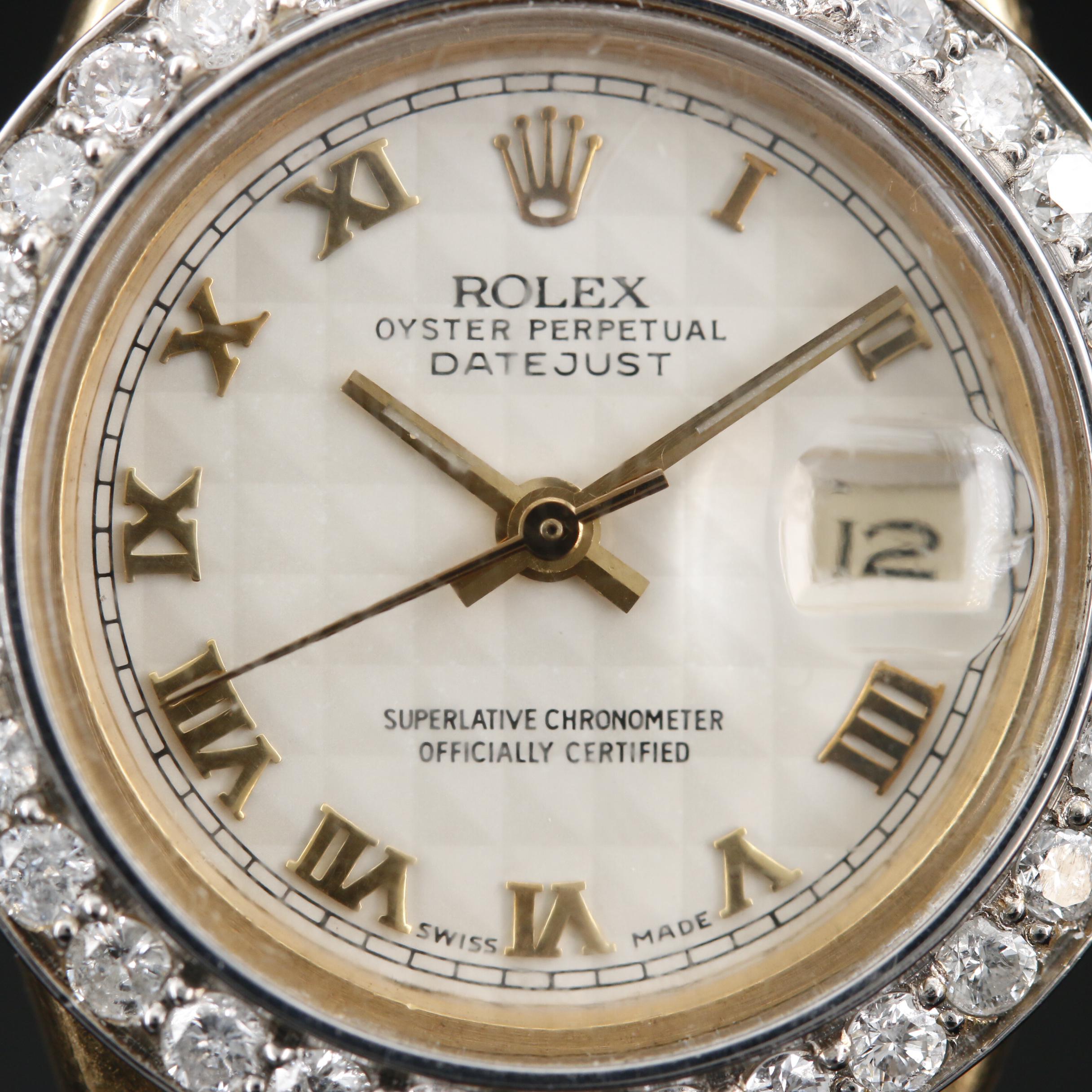 1980 Rolex Datejust 18K Gold and 1.28 CTW Diamond Bezel Automatic Watch