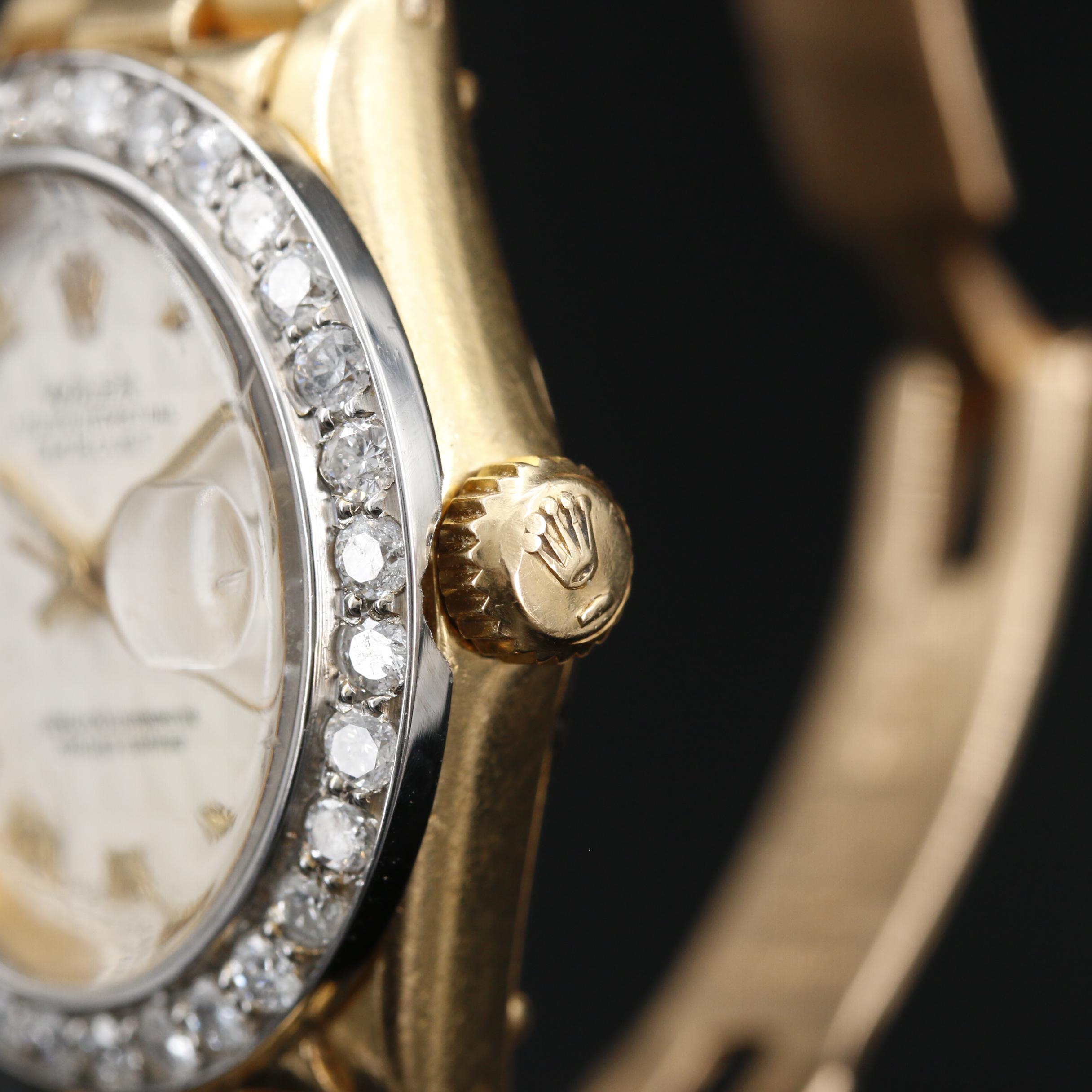 1980 Rolex Datejust 18K Gold and 1.28 CTW Diamond Bezel Automatic Watch