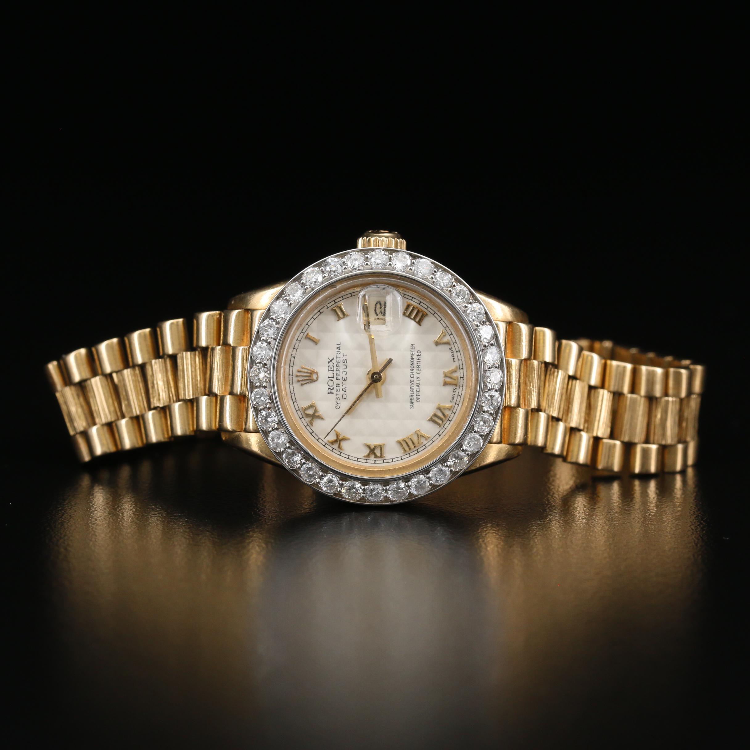 1980 Rolex Datejust 18K Gold and 1.28 CTW Diamond Bezel Automatic Watch