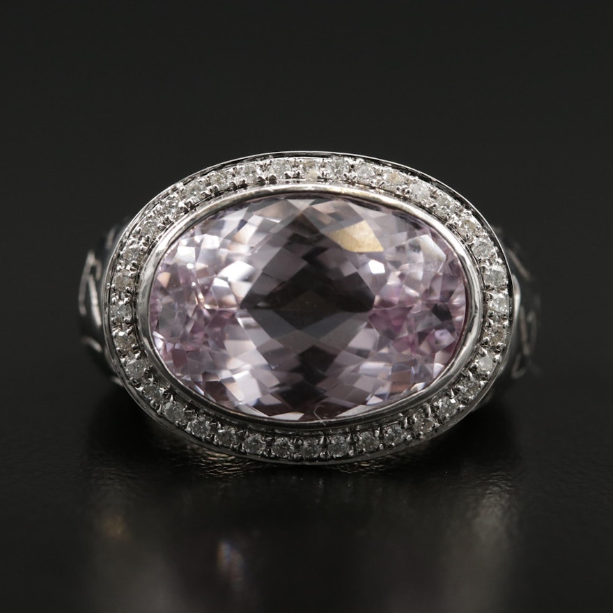 18K Kunzite and Diamond Ring