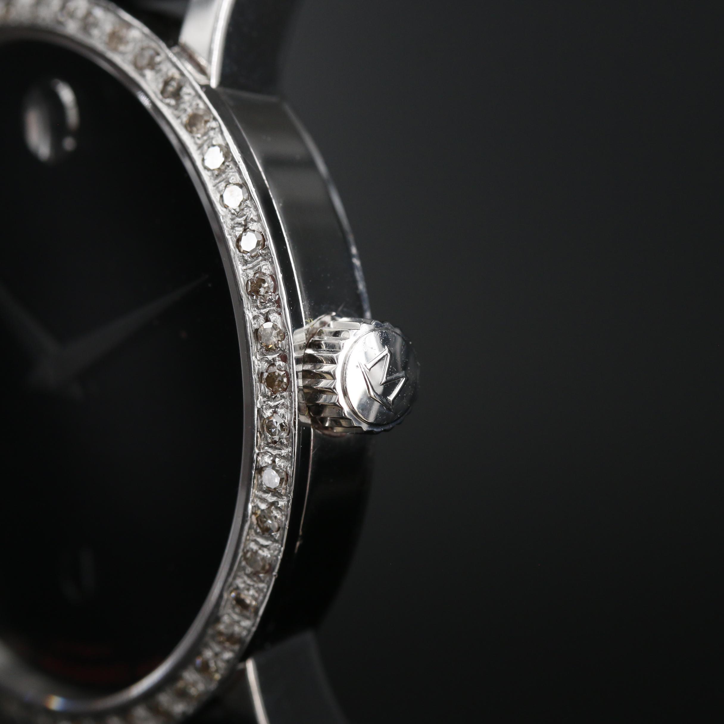 Movado Museum Red Label Diamond Bezel and Stainless Steel Automatic Watch