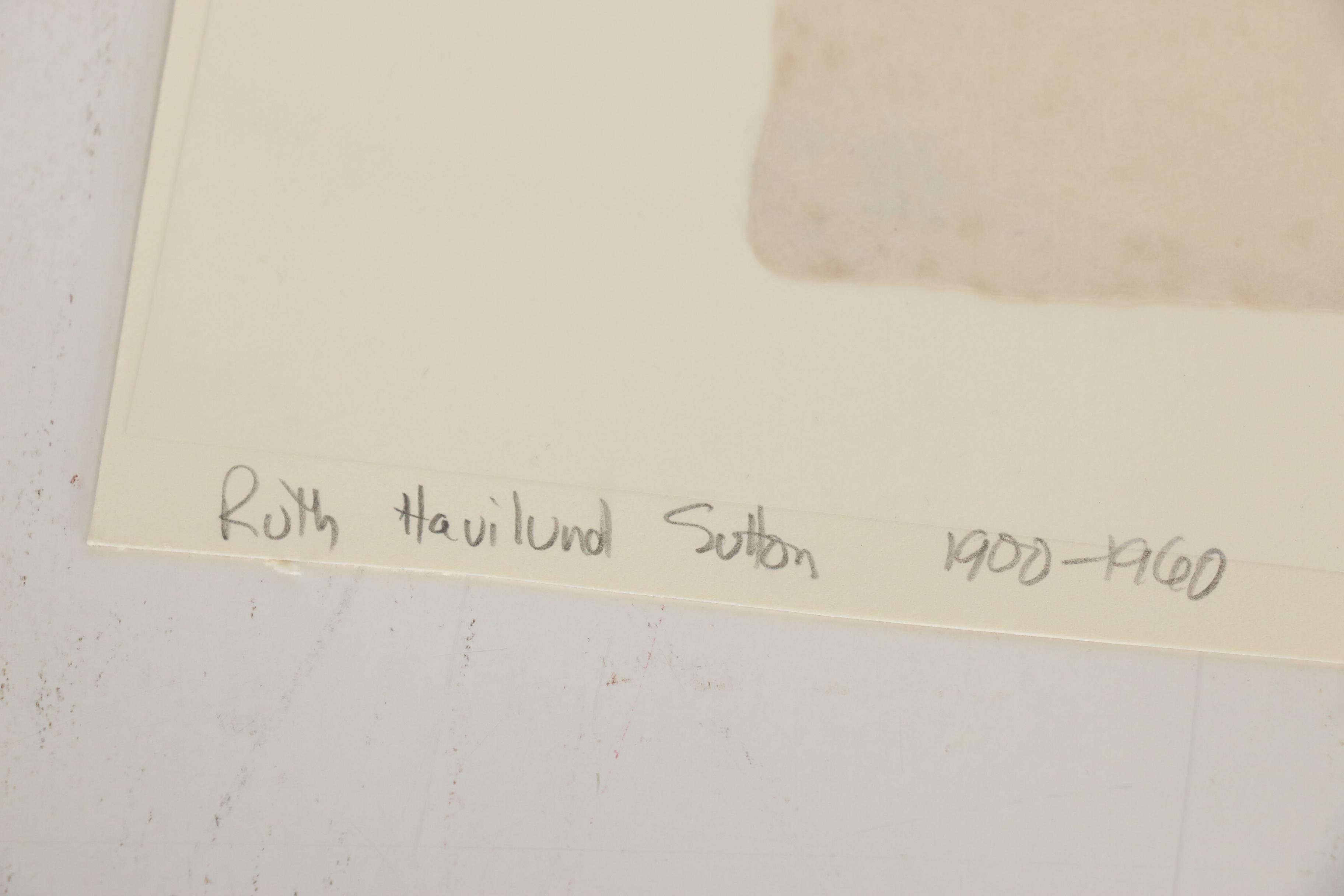 Ruth Haviland Sutton Linocut "Alpha Delta Phi, Amherst, Massachusetts"