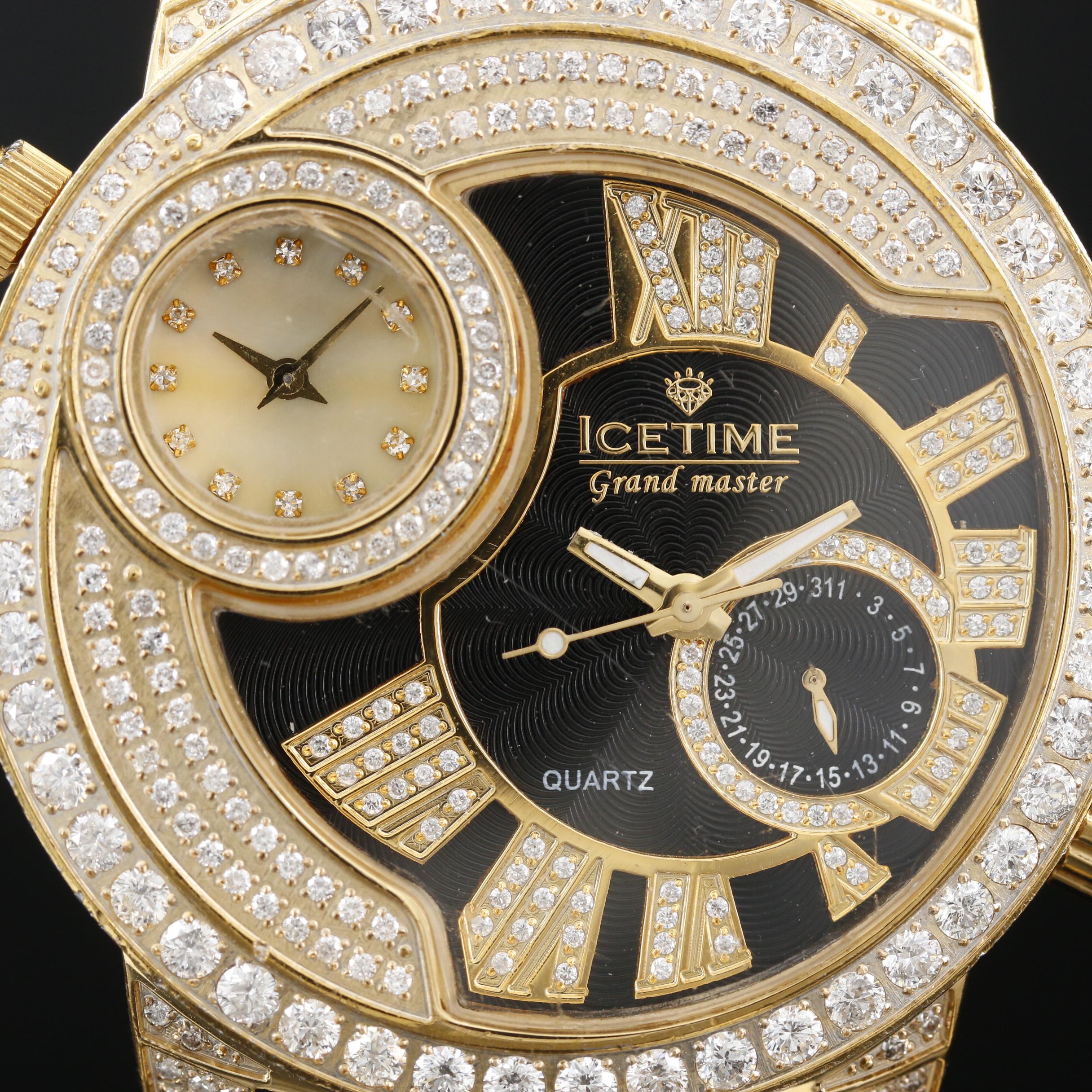 Ice Time Grandmaster Stainless Steel and 6.50 CTW Diamond Quartz Watch