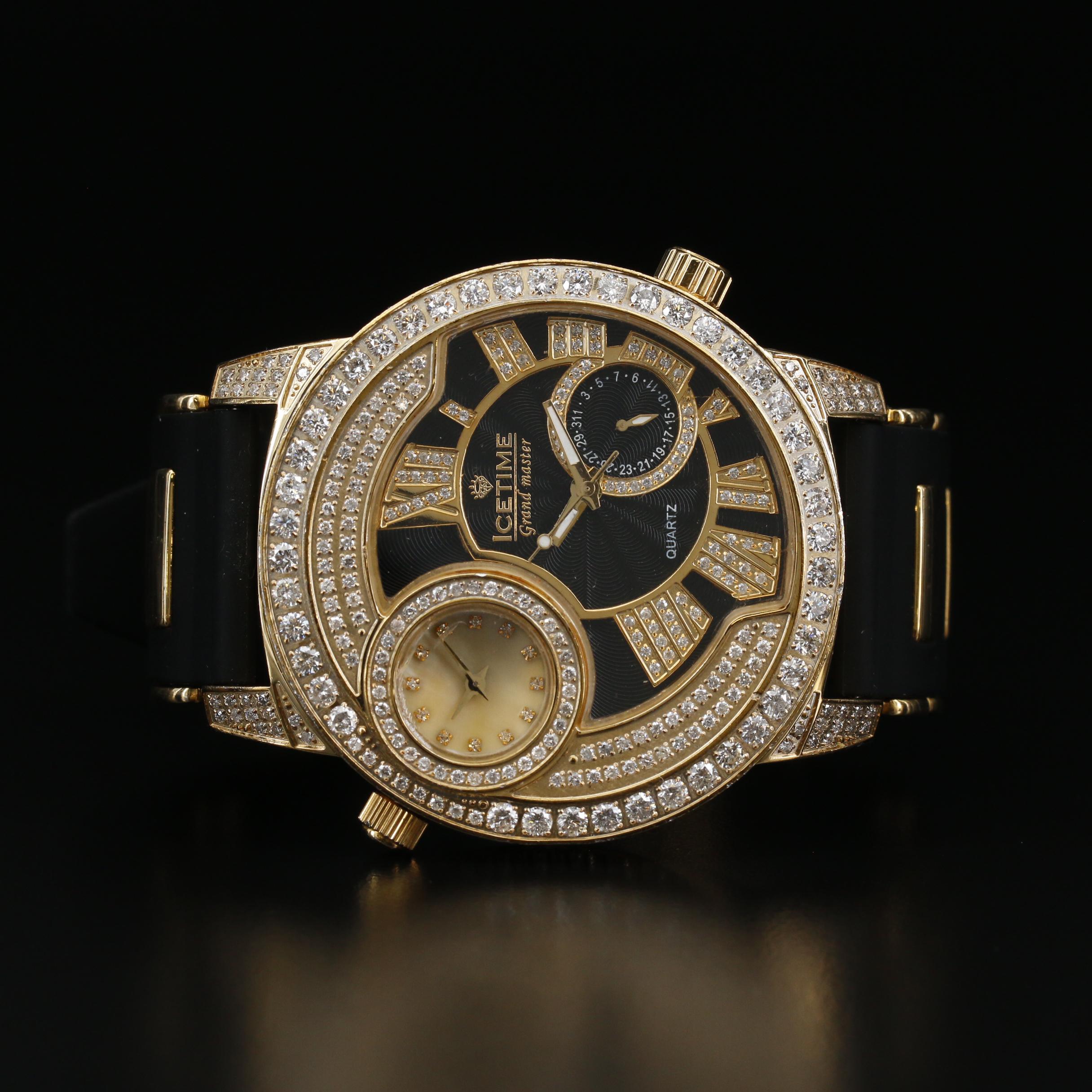 Ice Time Grandmaster Stainless Steel and 6.50 CTW Diamond Quartz Watch