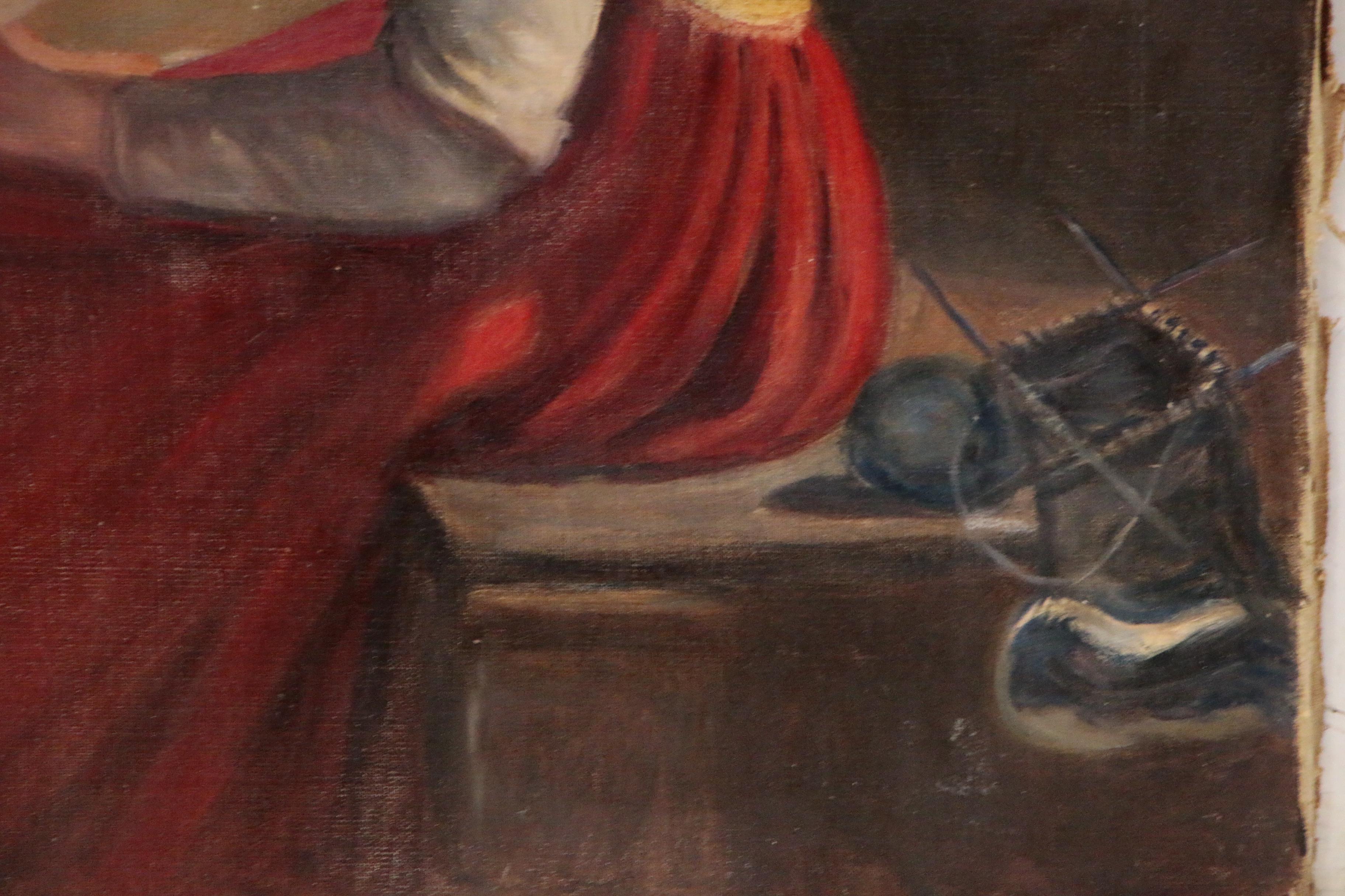 Louise M. Kamp Oil Painting of Woman Reading