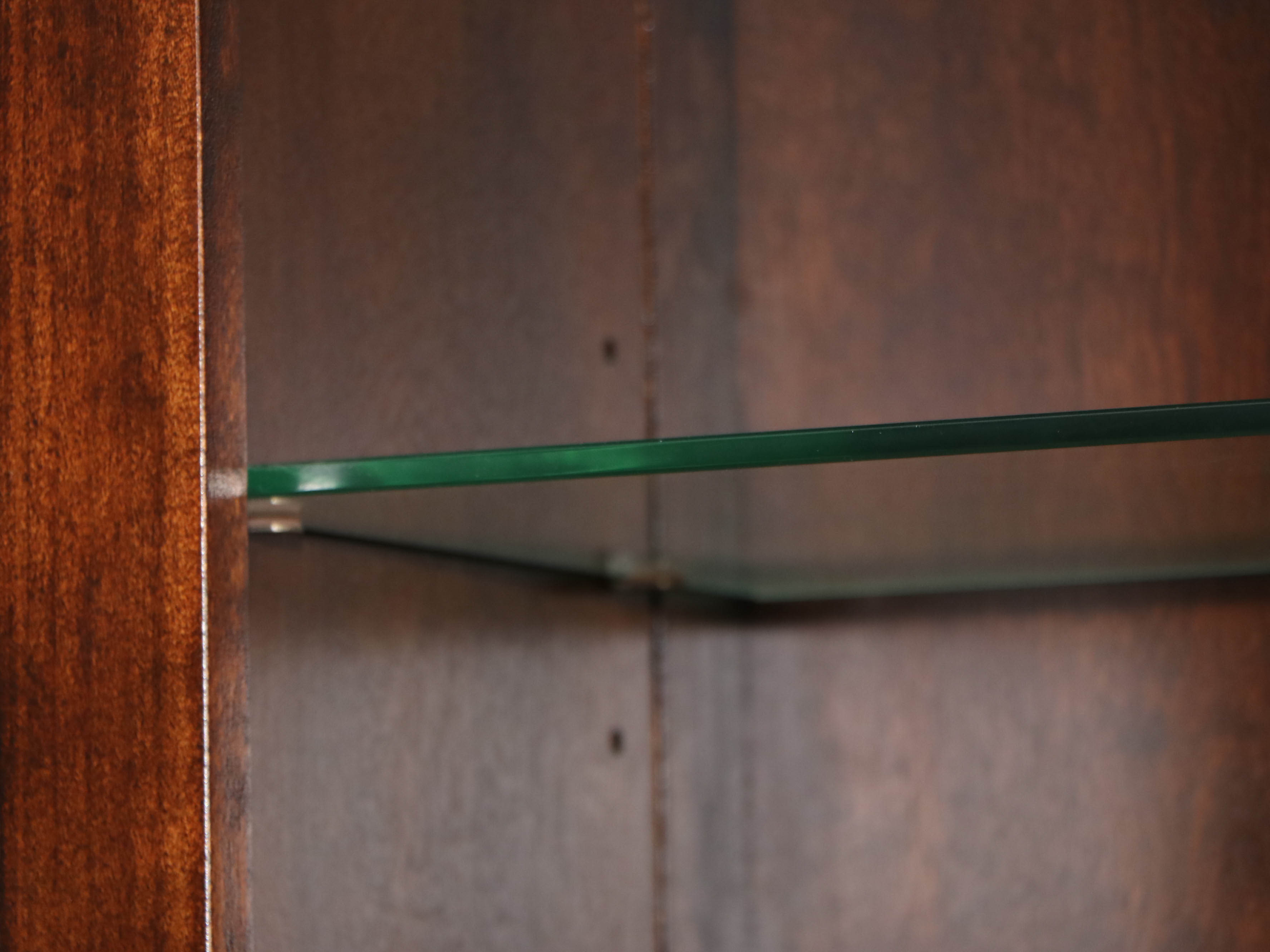 Mahogany-Stained 5-Piece Entertainment Center with Overhead Lighting