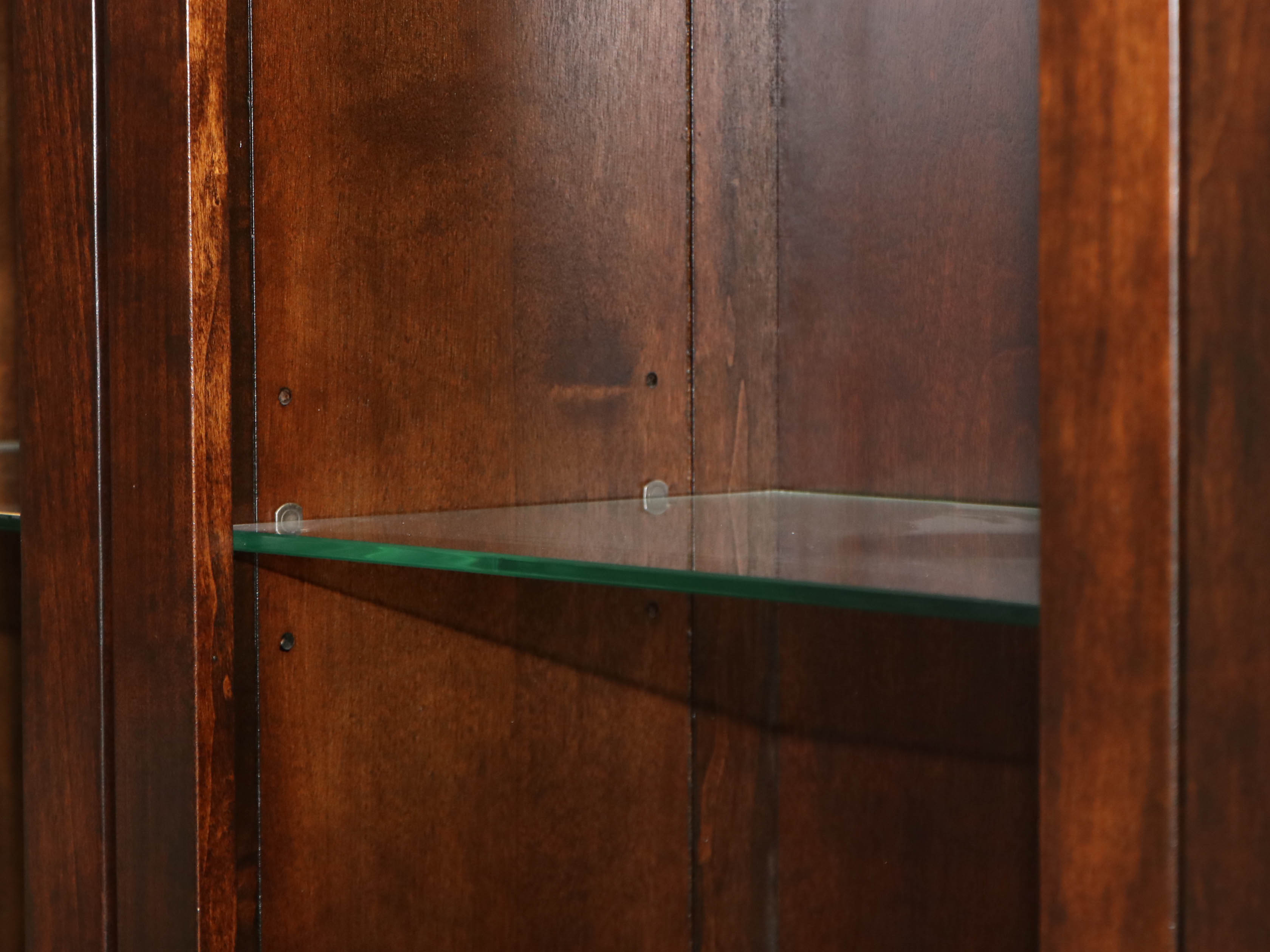 Mahogany-Stained 5-Piece Entertainment Center with Overhead Lighting