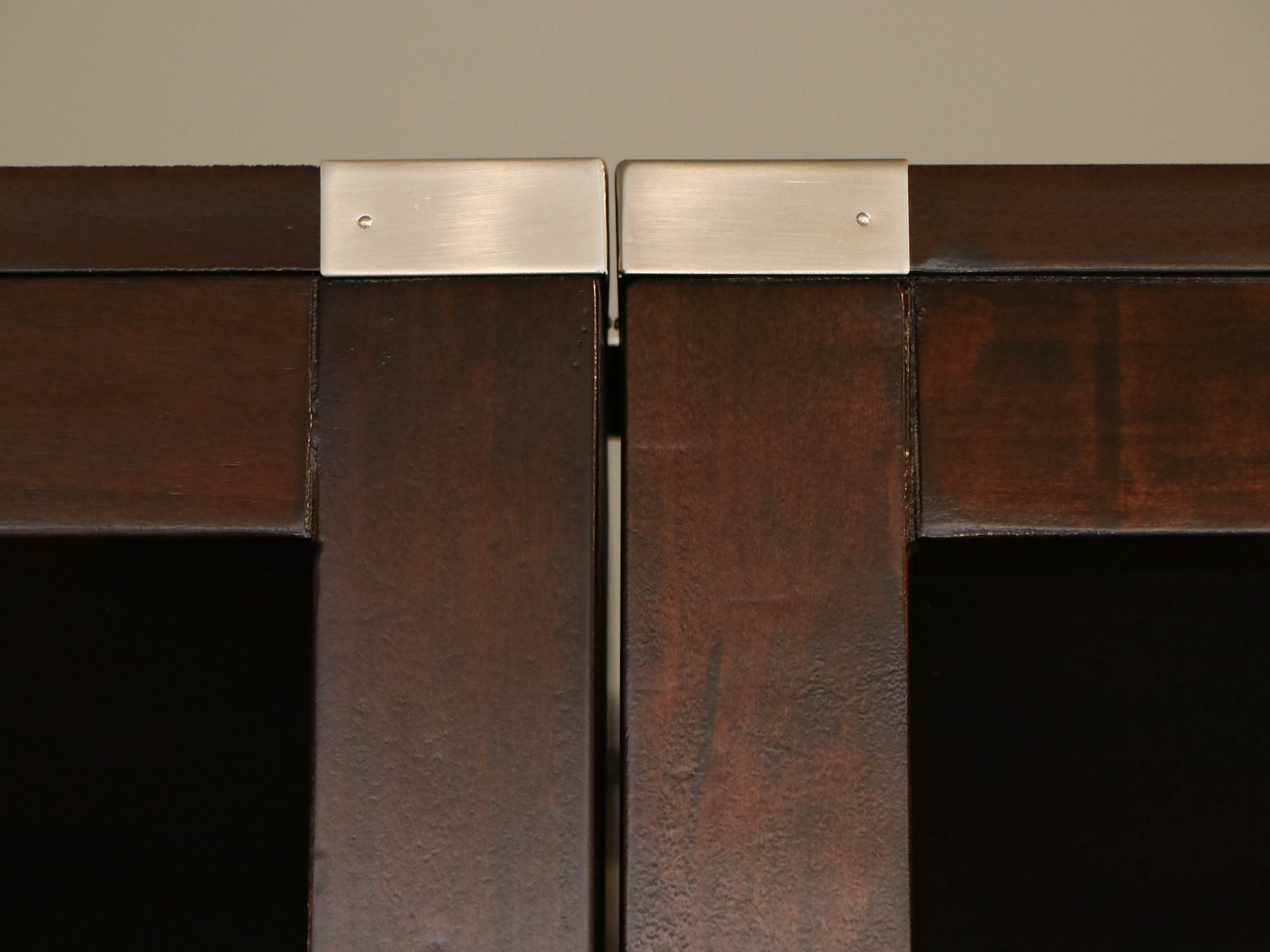 Mahogany-Stained 5-Piece Entertainment Center with Overhead Lighting