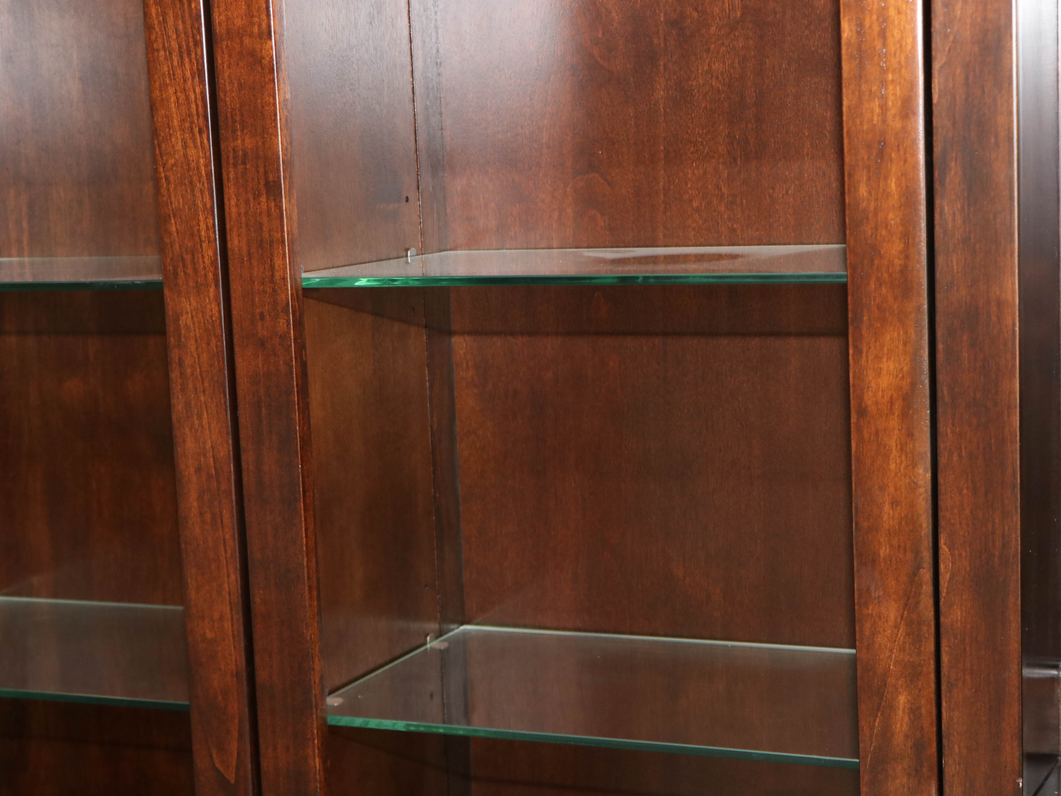 Mahogany-Stained 5-Piece Entertainment Center with Overhead Lighting