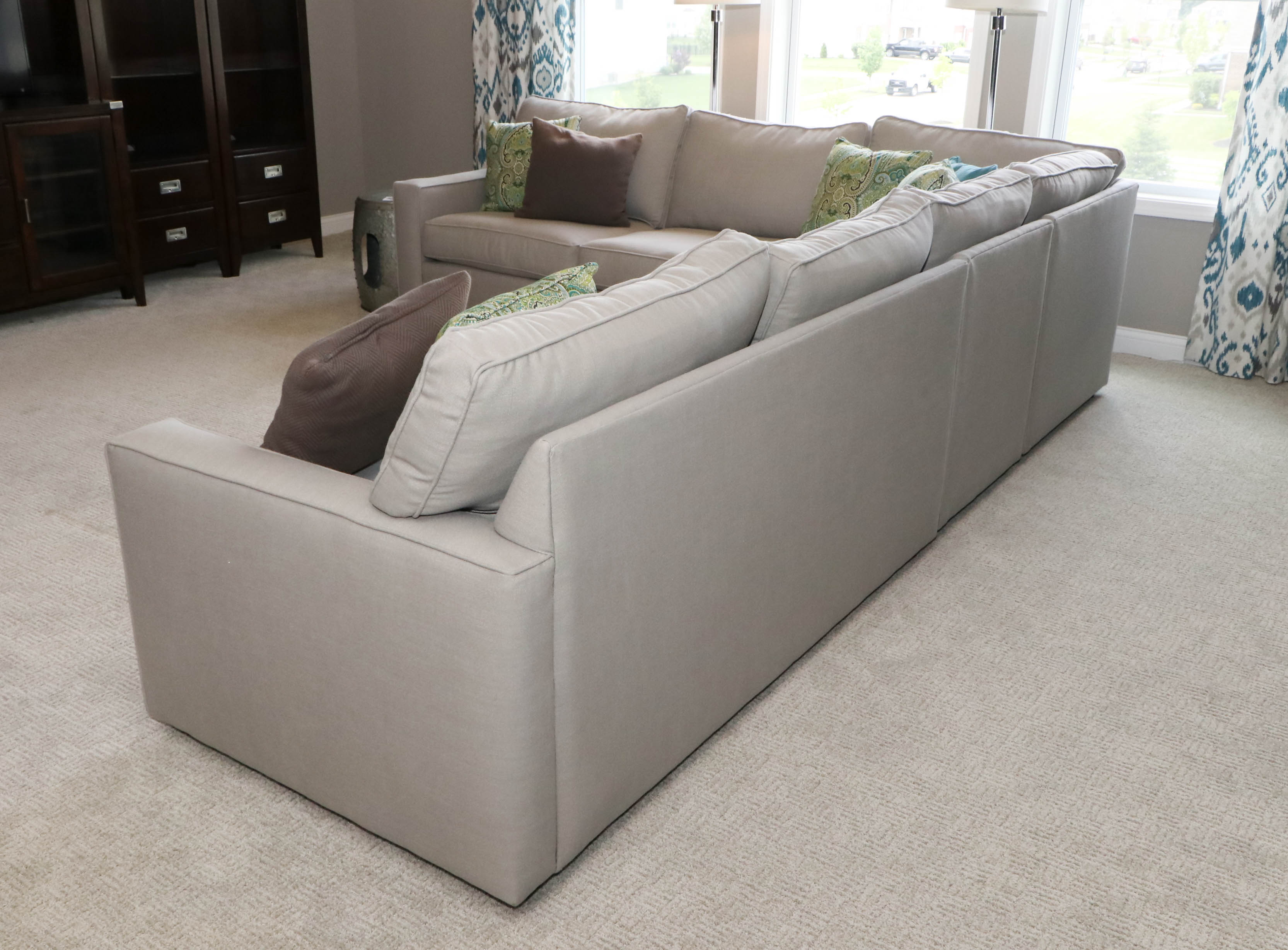 Rowe Furniture Contemporary Beige Sectional with Decorative Pillows