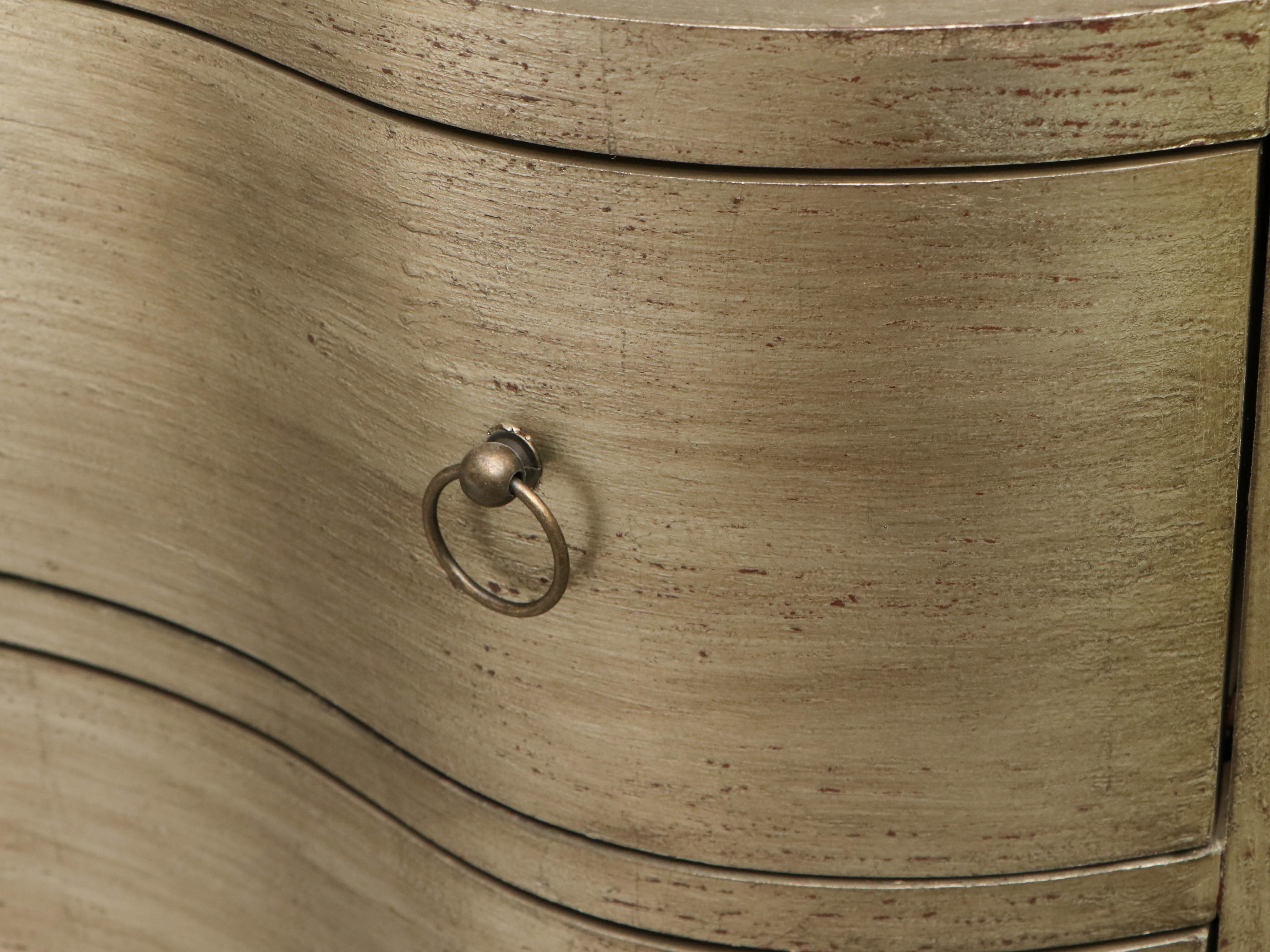 Satin Tone Serpentine-Front 3-Drawer Chest