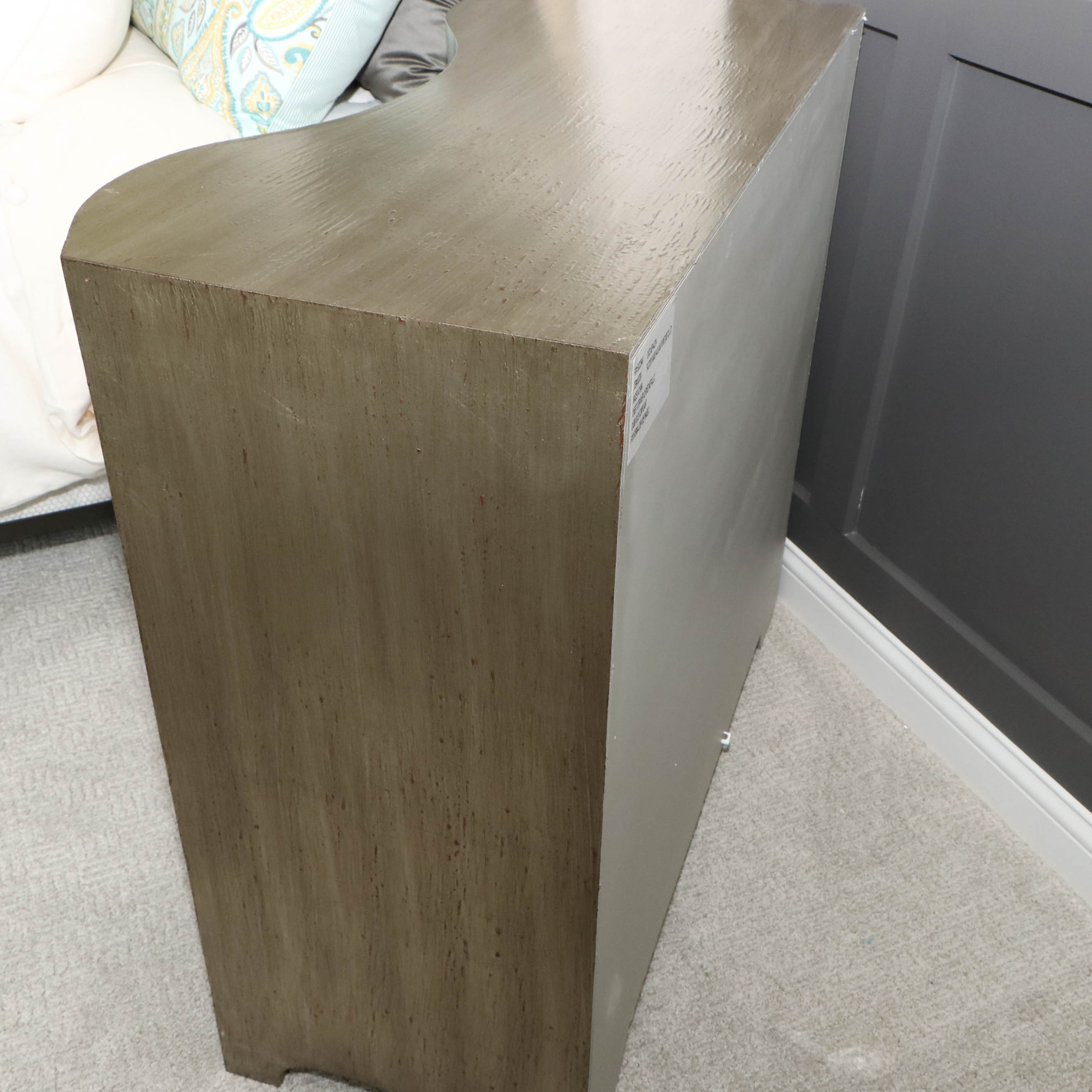 Satin Tone Serpentine-Front 3-Drawer Chest