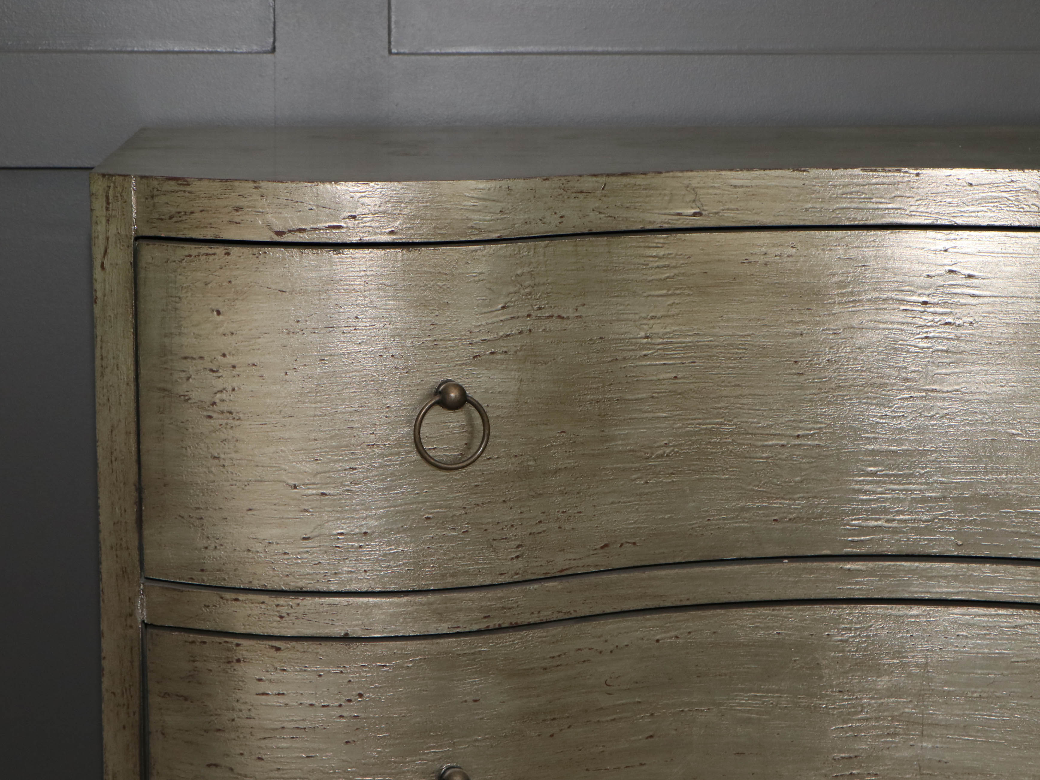 Satin Tone Serpentine-Front 3-Drawer Chest