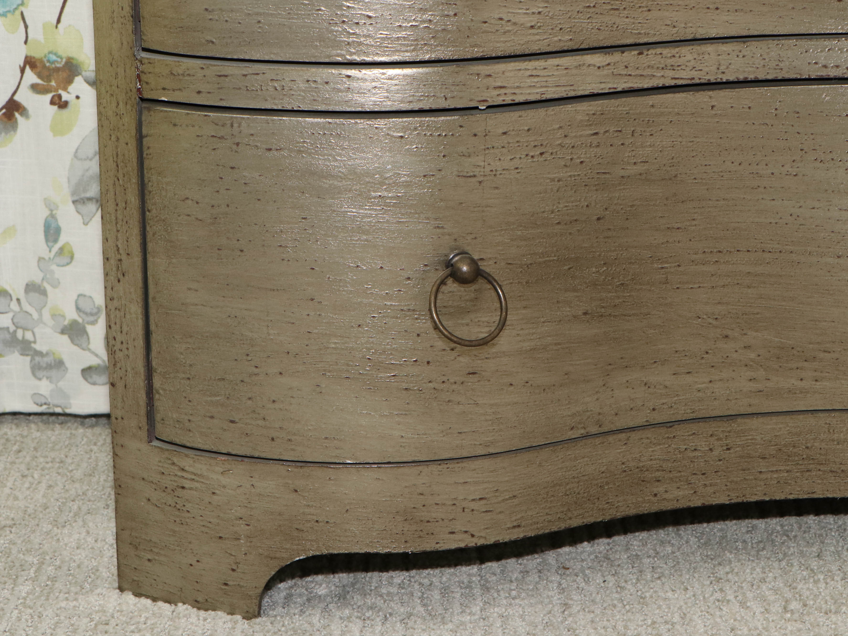 Satin Tone Serpentine-Front 3-Drawer Chest