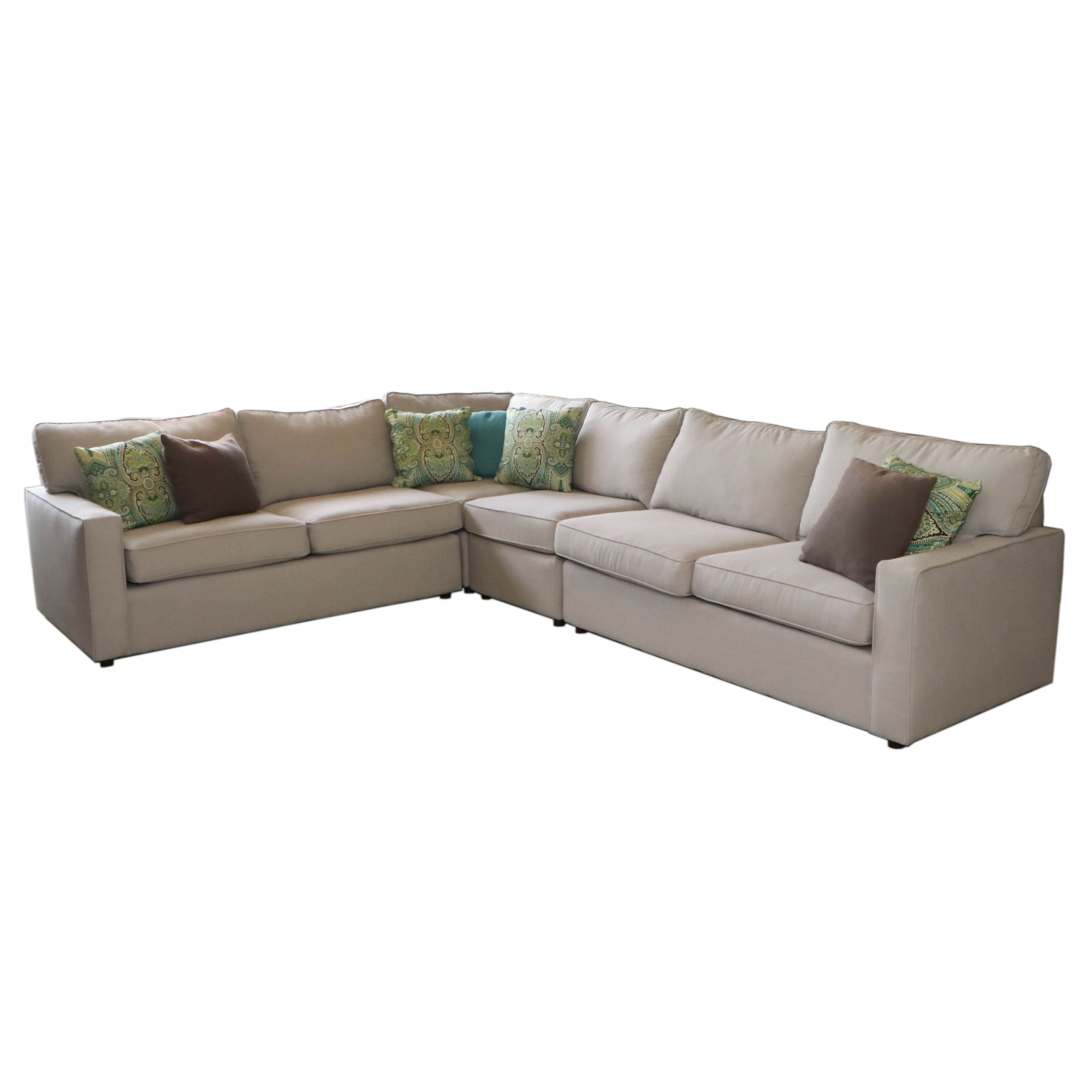 Rowe Furniture Contemporary Beige Sectional with Decorative Pillows