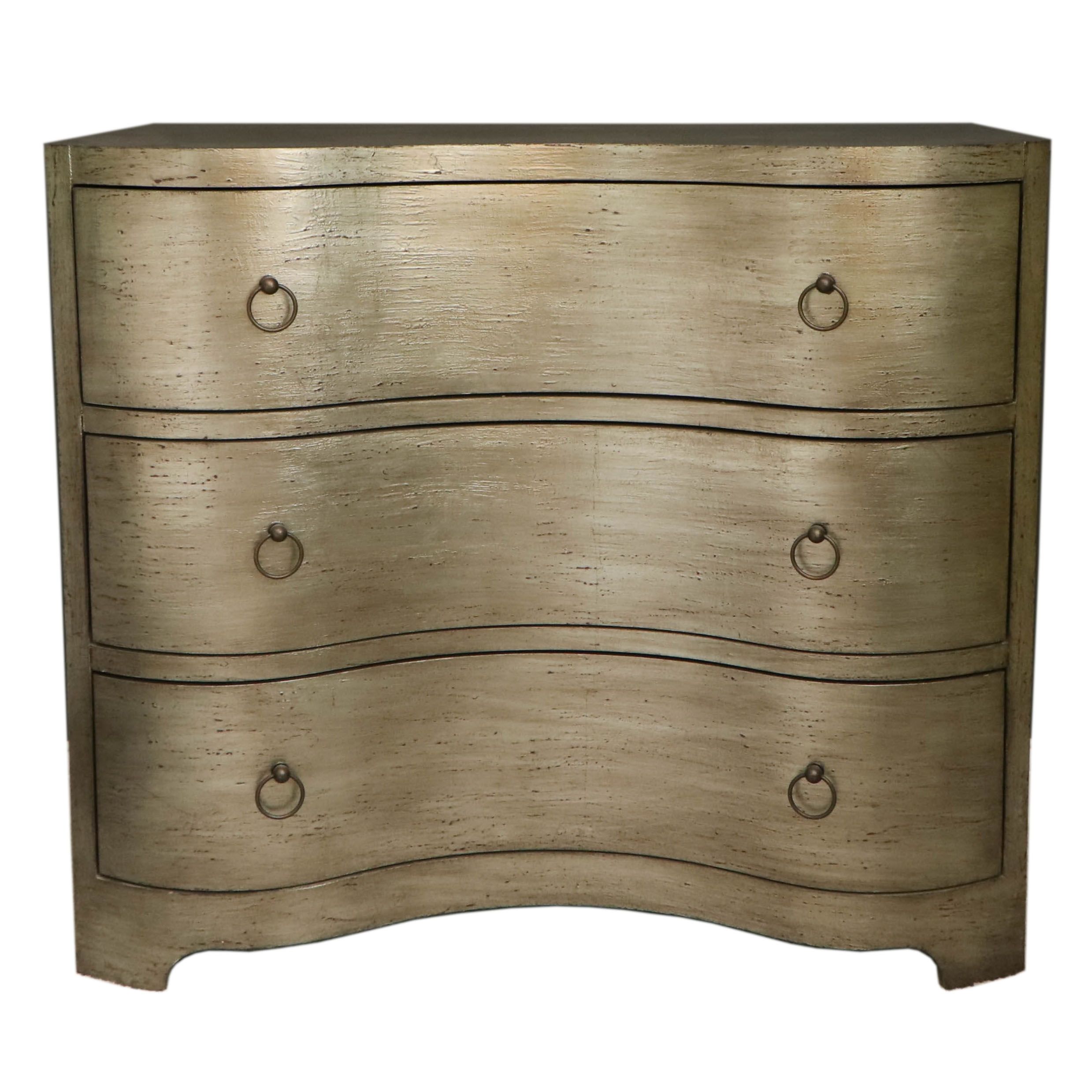 Satin Tone Serpentine-Front 3-Drawer Chest