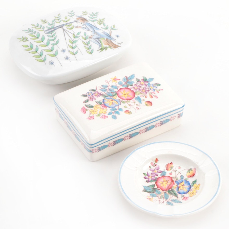 Rosenthal and Wedgwood Trinket Boxes and Ash Tray