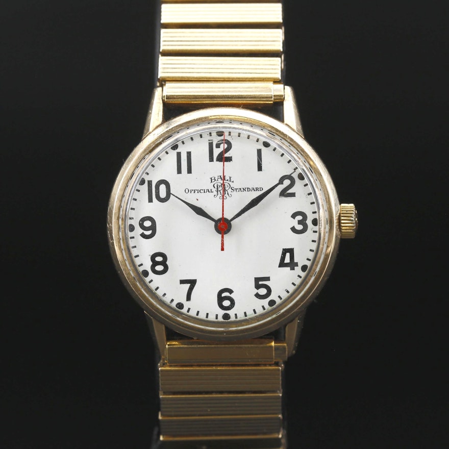 Ball Official Standard Gold Filled Stem Wind Wristwatch