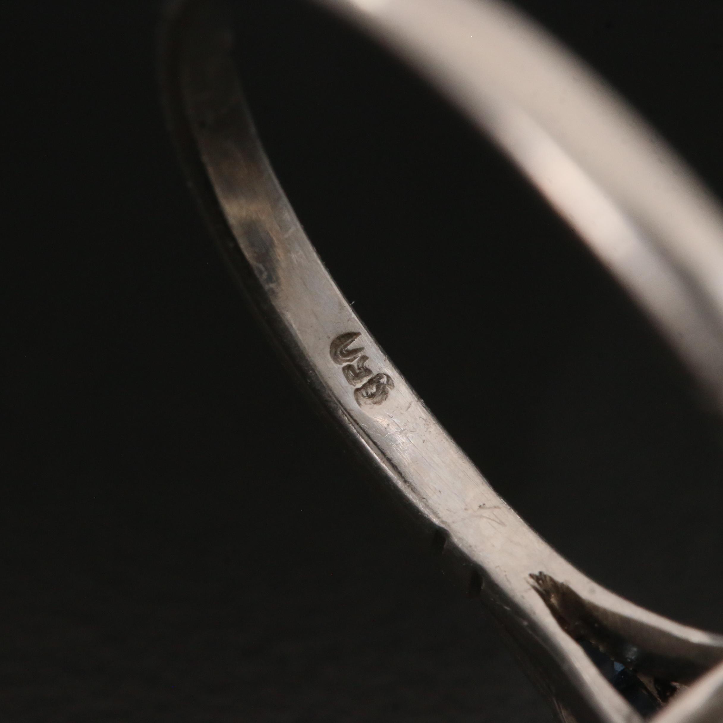 Art Deco Platinum 3.63 CTW Diamond and Blue Sapphire Ring