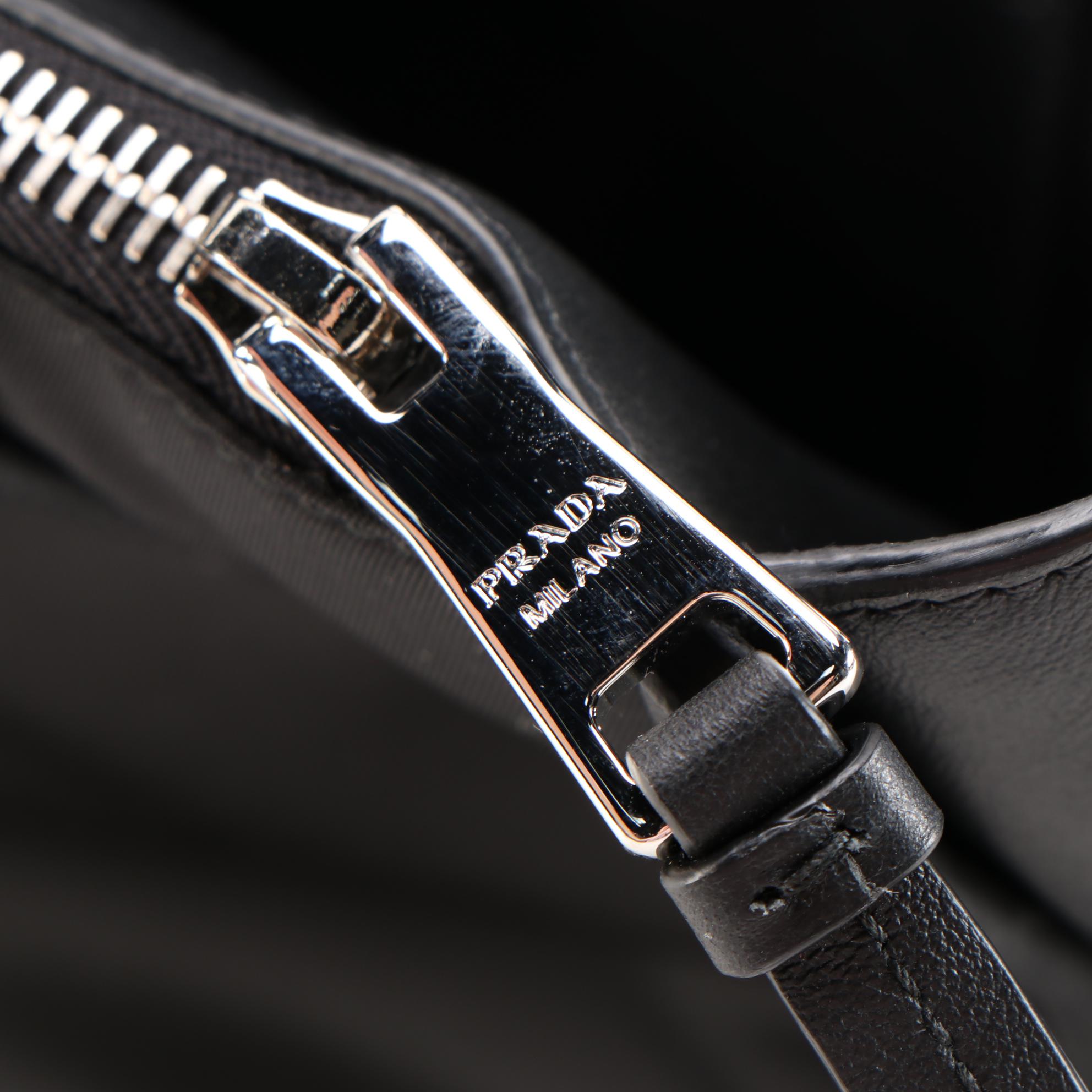 Prada Concept Double Zip Satchel in Noir Tessuto Nylon and Leather