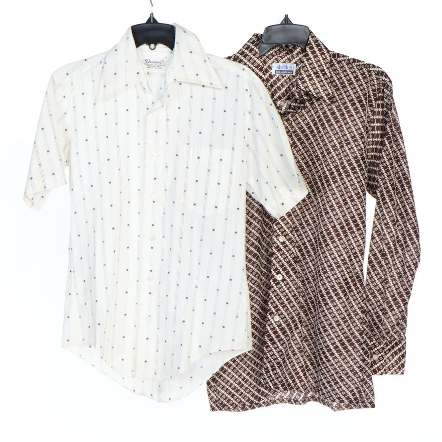 Men's Shillito's Nylon Blend Disco Shirt and Winsang Cotton Blend Shirt, Vintage