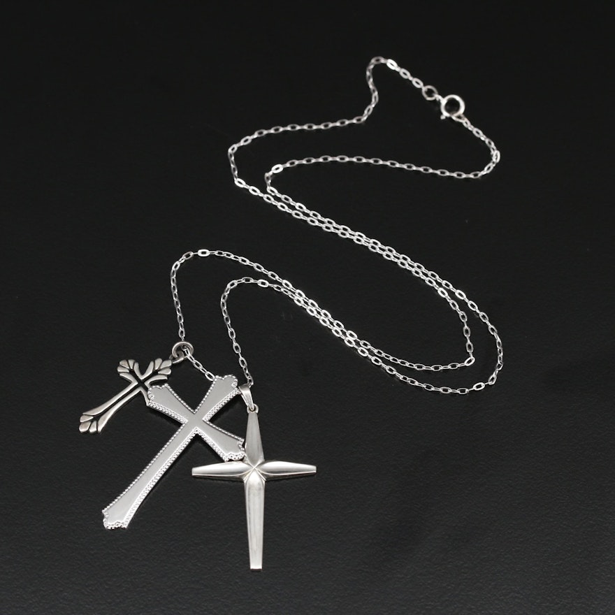 Sterling Silver Cross Pendants on Chain