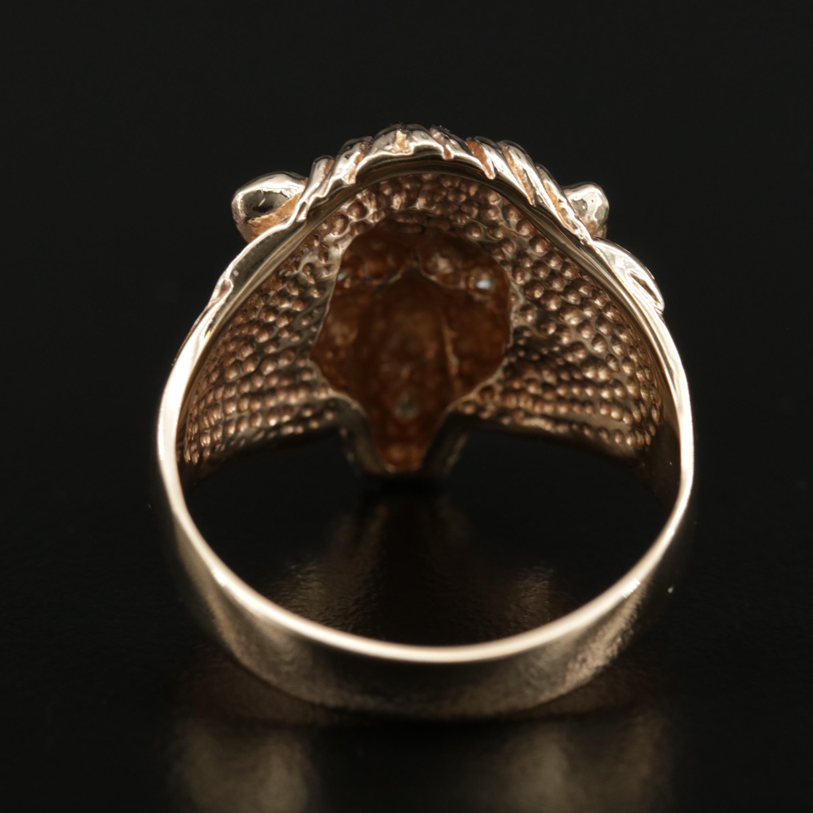 14K Gold Diamond Lion Ring