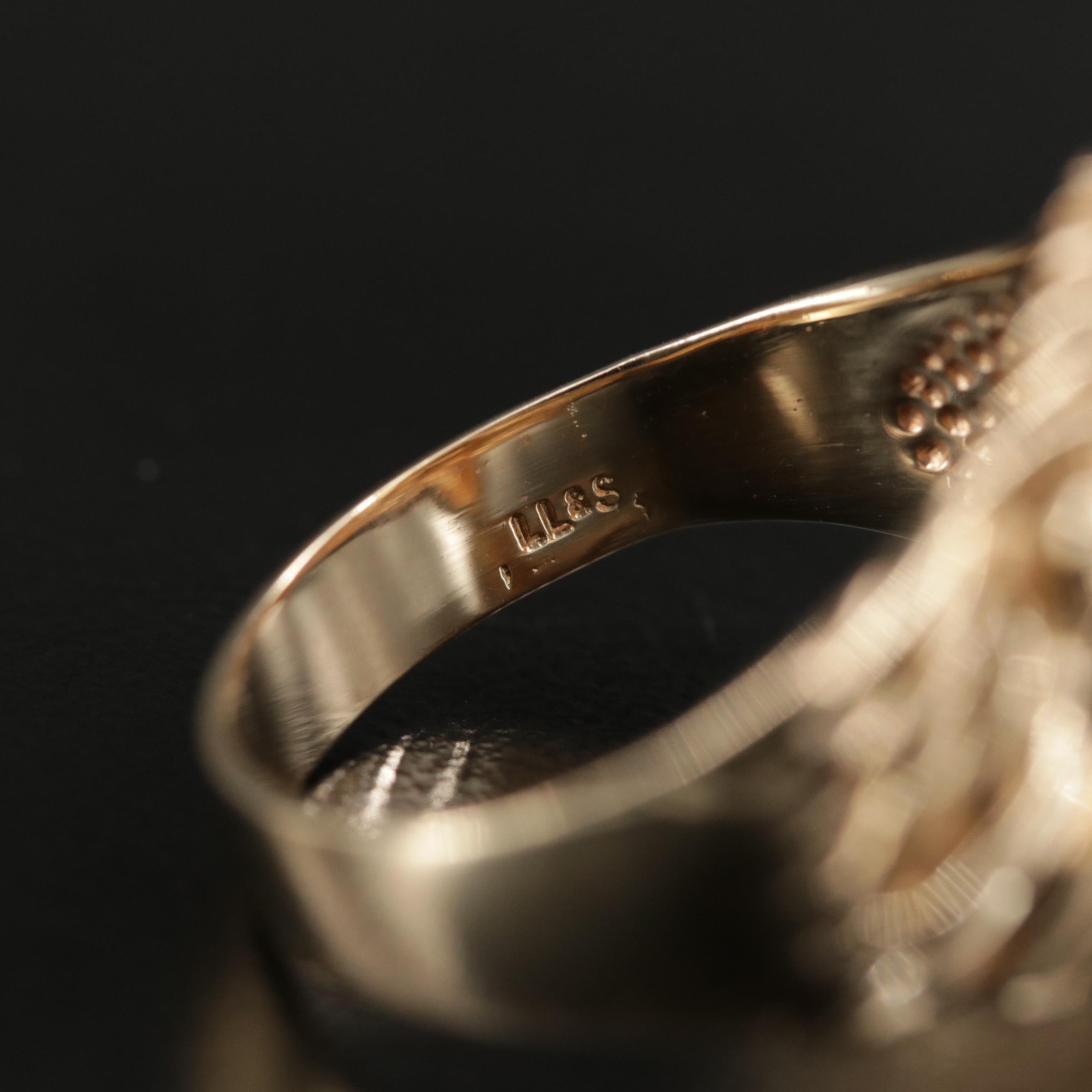 14K Gold Diamond Lion Ring