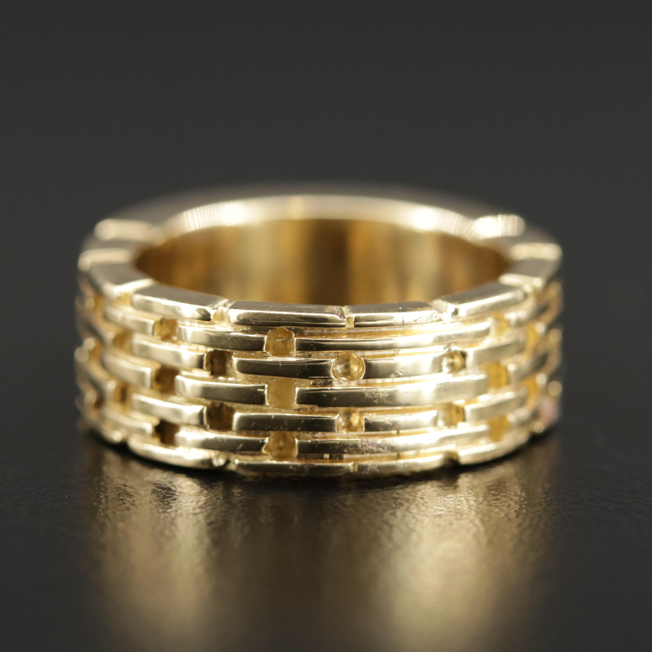 18K Black Coral Ring with Panther Link Motif