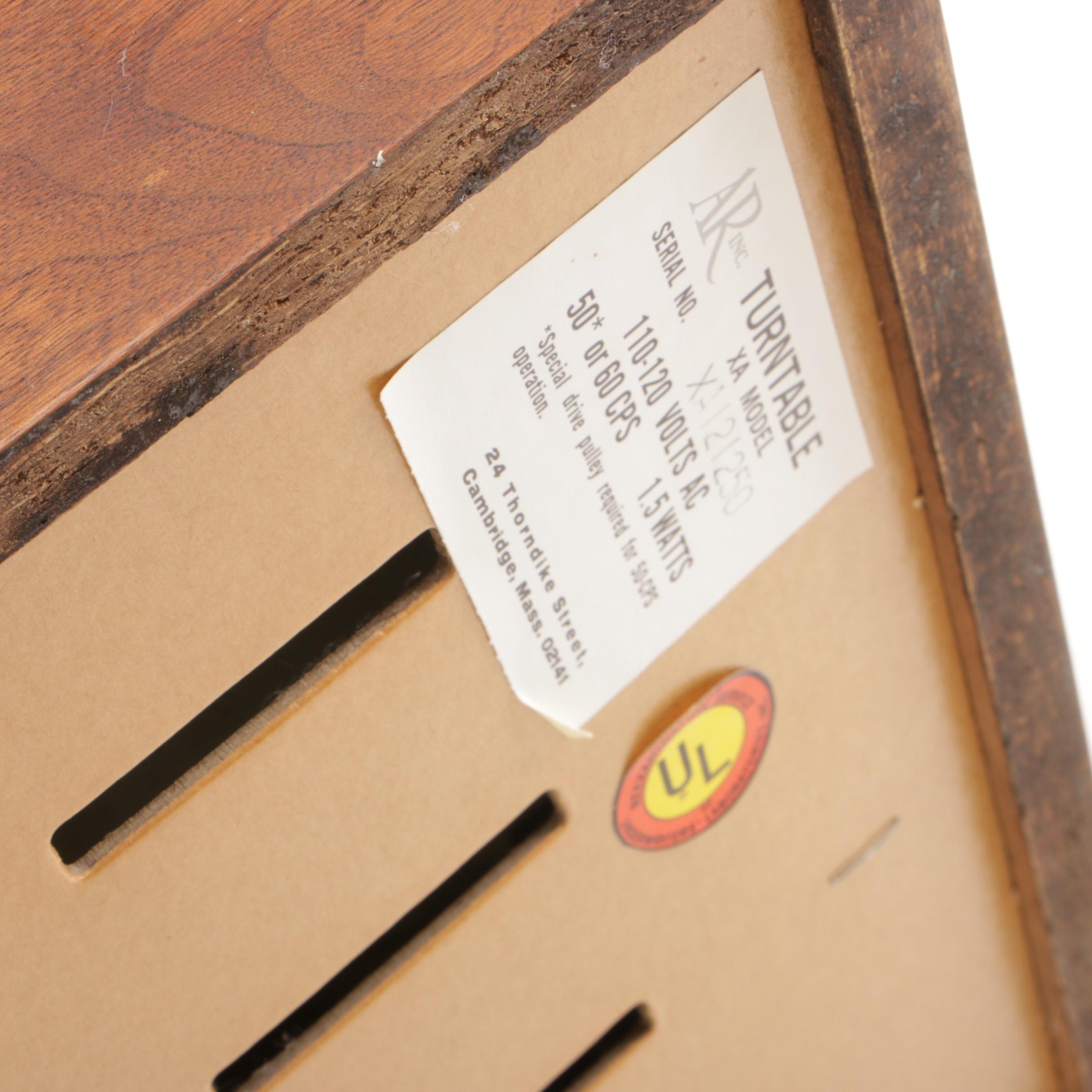 AR Inc. Model XA Turntable Record Player, 1960s