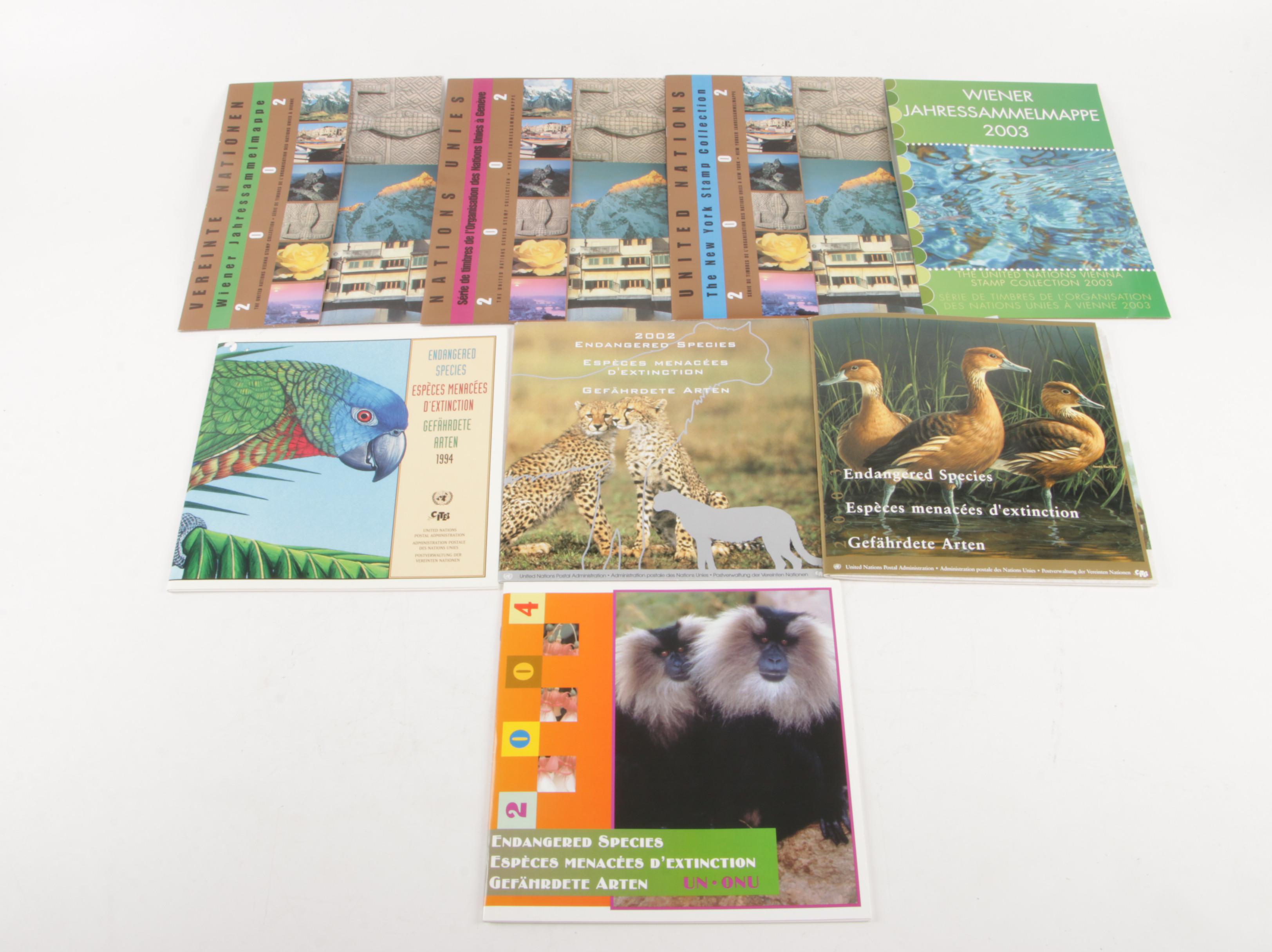 Seventeen Modern United Nations Commemorative Stamp Sets with Accompanying Books