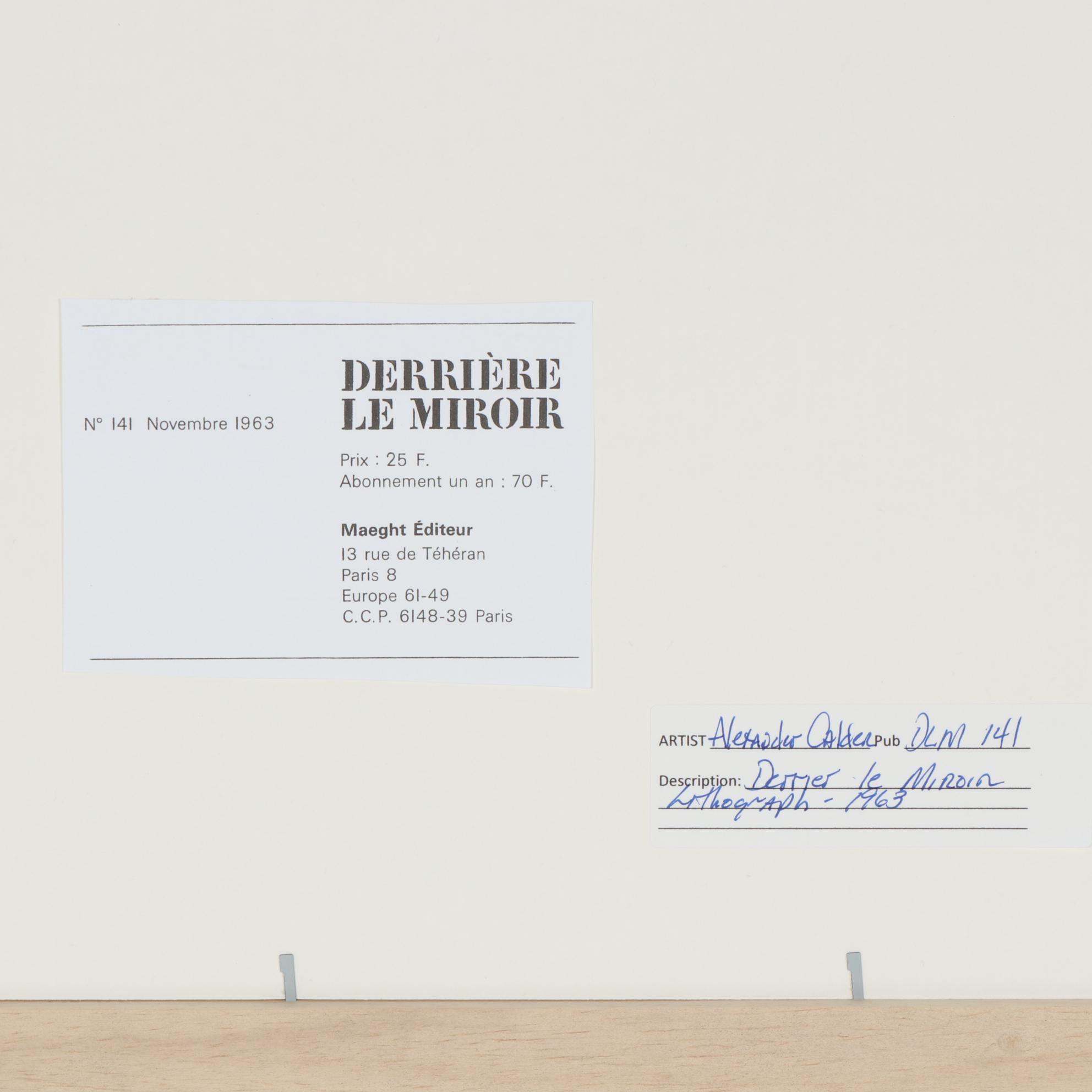 Alexander Calder Color Lithograph for "Derrière le Miroir", 1963